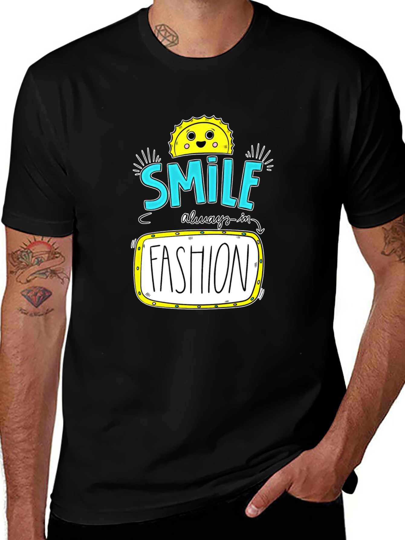 Smile Fashion Graphic Tee - Black Cotton T-Shirt