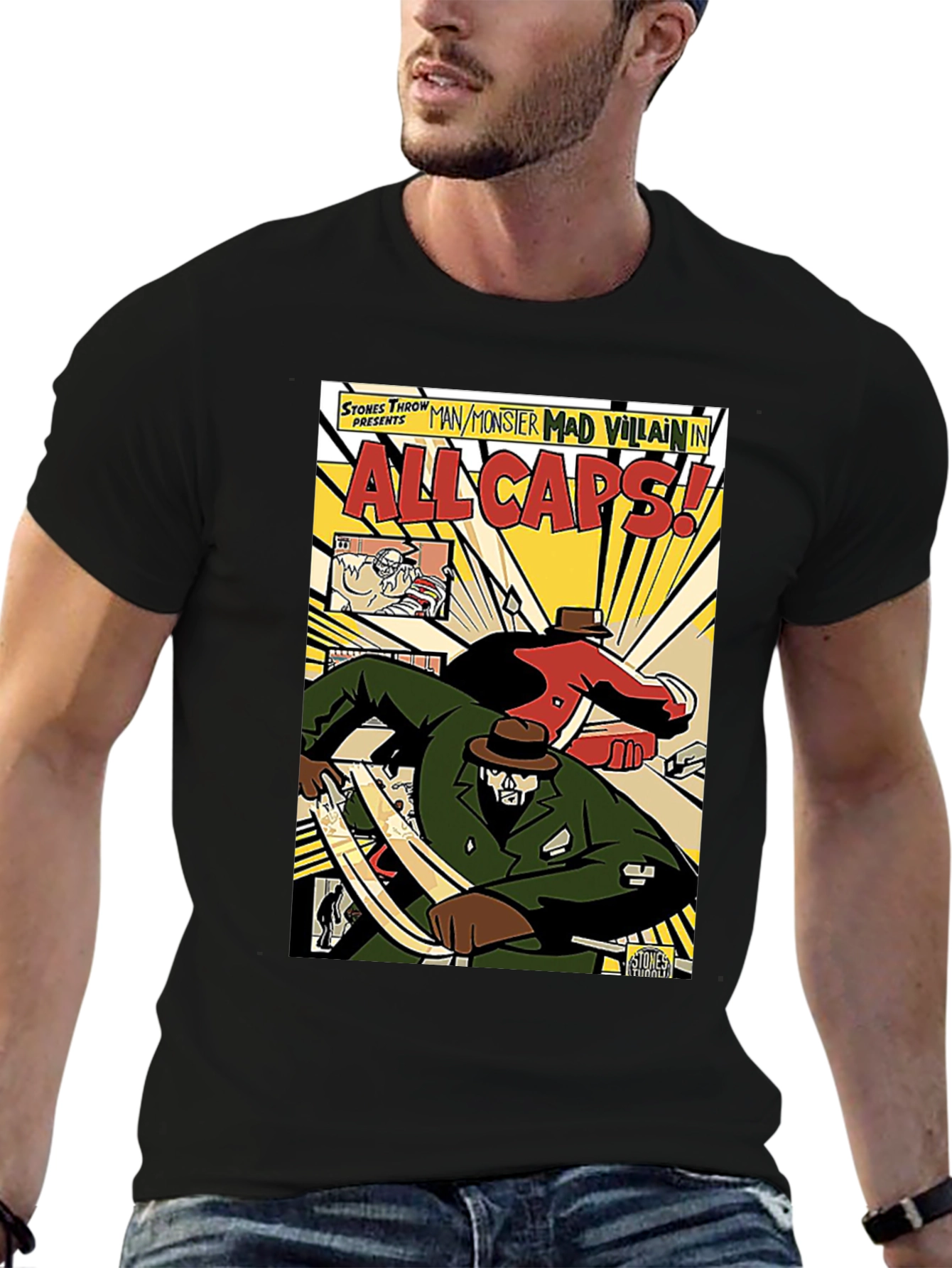 All Caps Comic Book T-Shirt