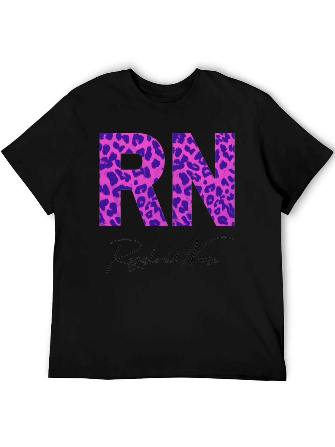 RN Registered Nurse Leopard Print Graphic T-Shirt