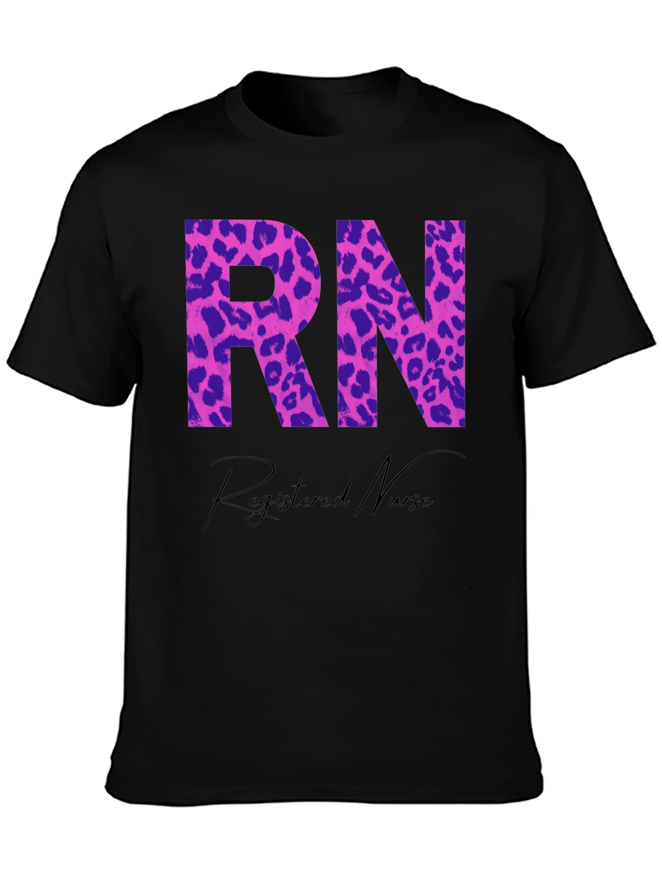 RN Registered Nurse Leopard Print Graphic T-Shirt