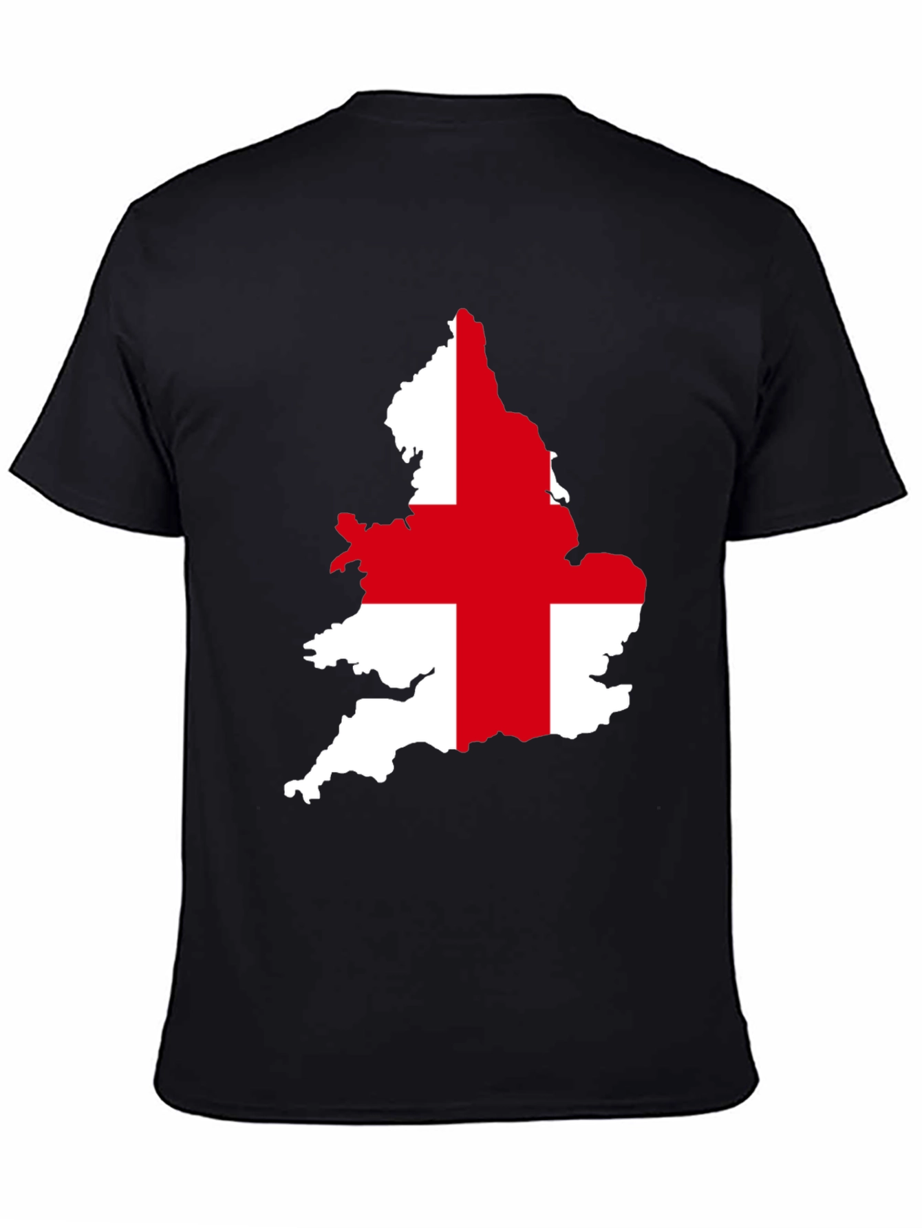 England Flag Map Graphic Tee - Black Cotton T-Shirt