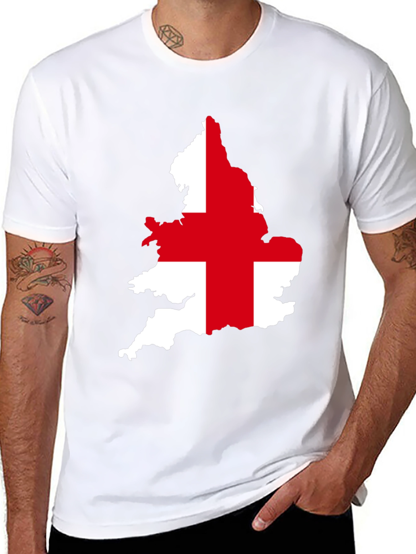England Flag Map Graphic Tee - Black Cotton T-Shirt