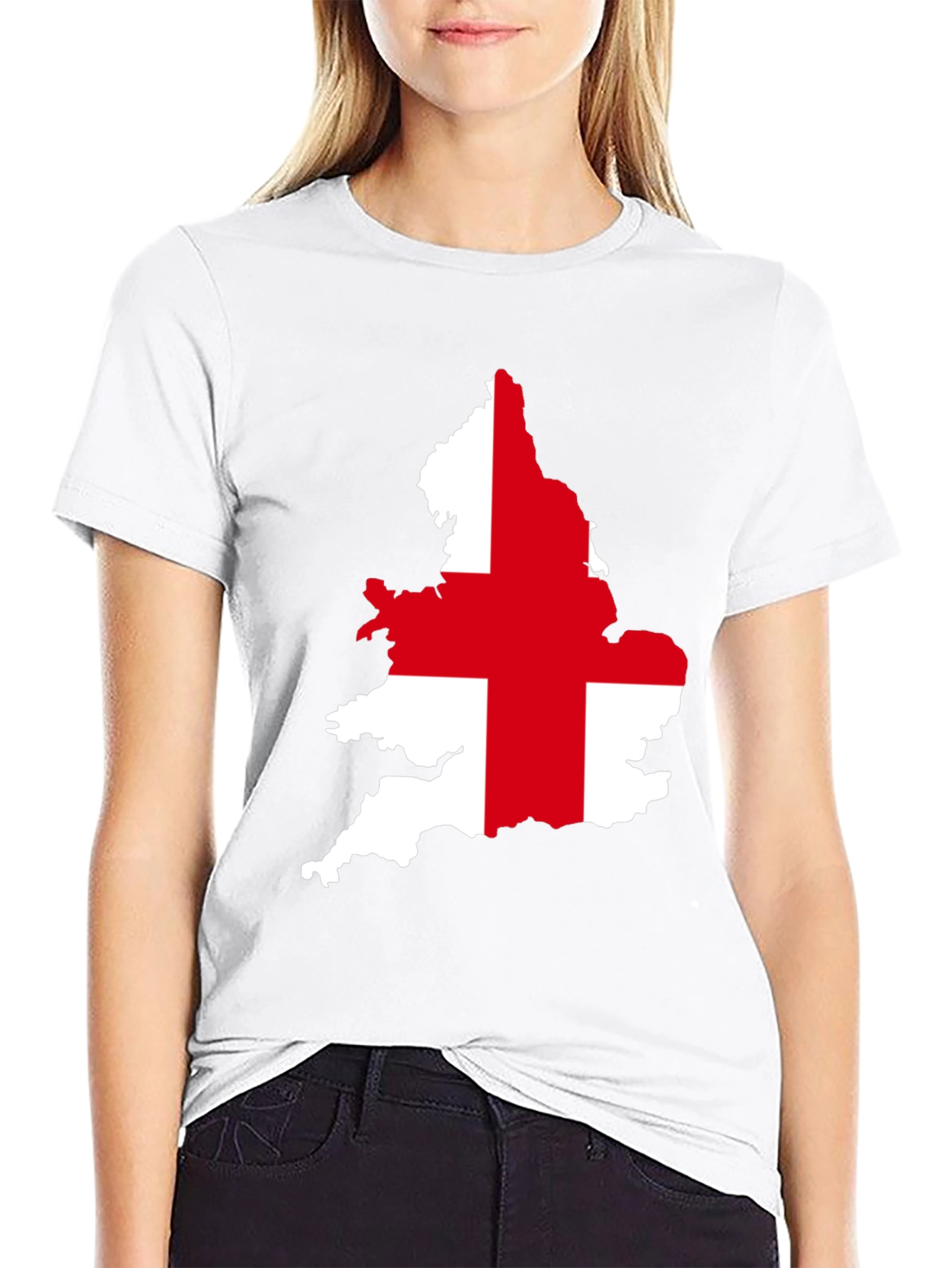 England Flag Map Graphic Tee - Black Cotton T-Shirt