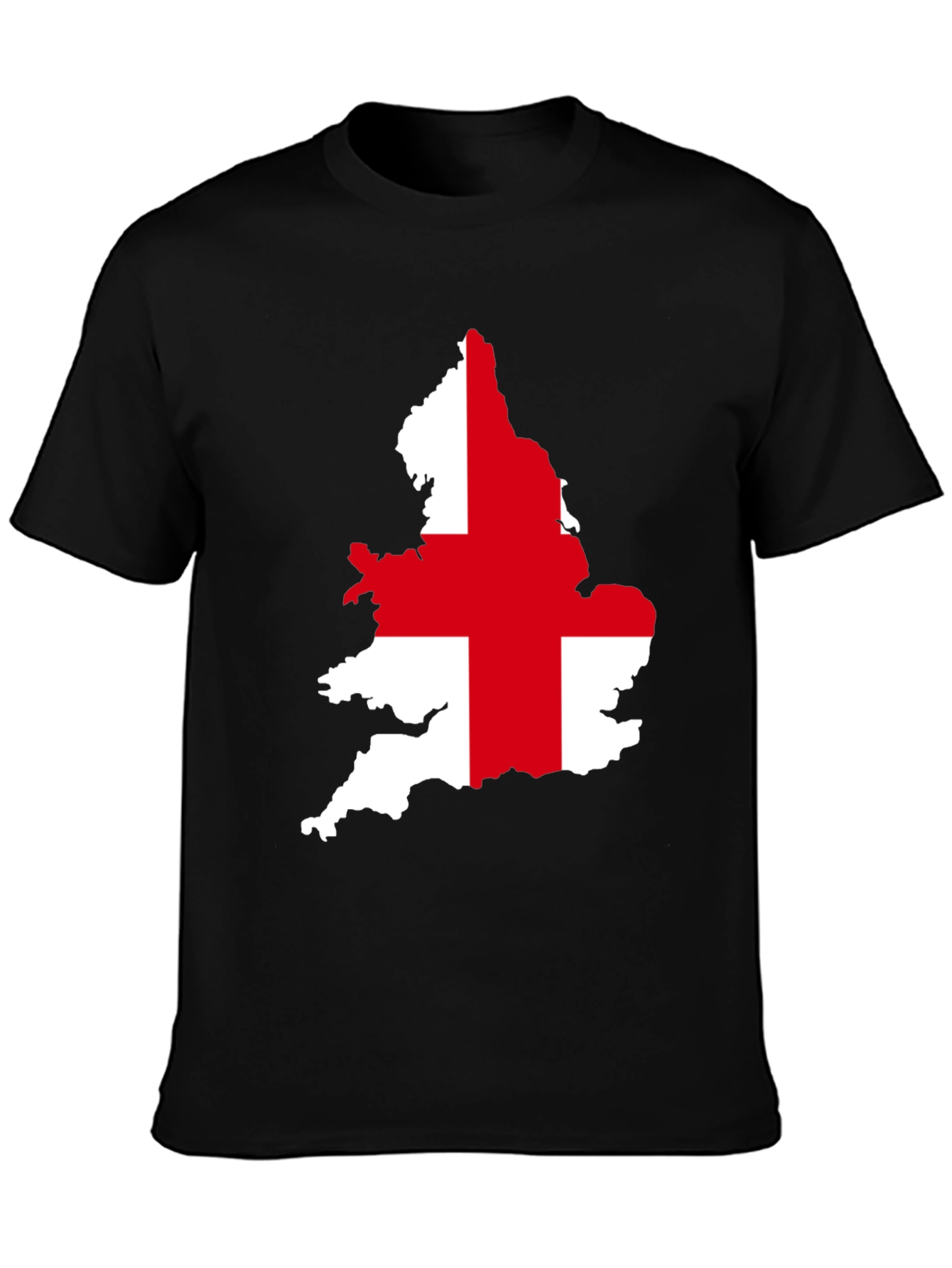 England Flag Map Graphic Tee - Black Cotton T-Shirt
