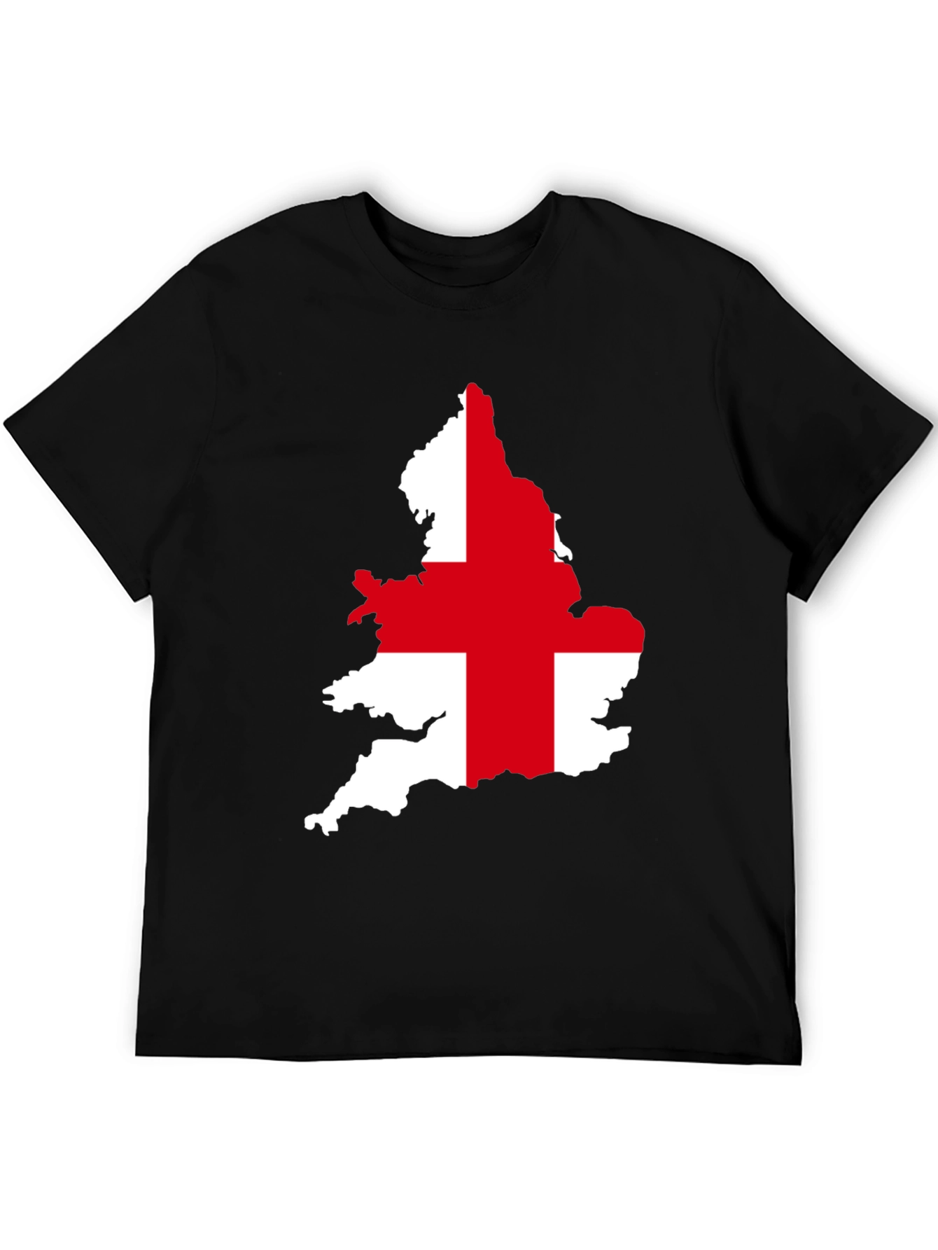 England Flag Map Graphic Tee - Black Cotton T-Shirt