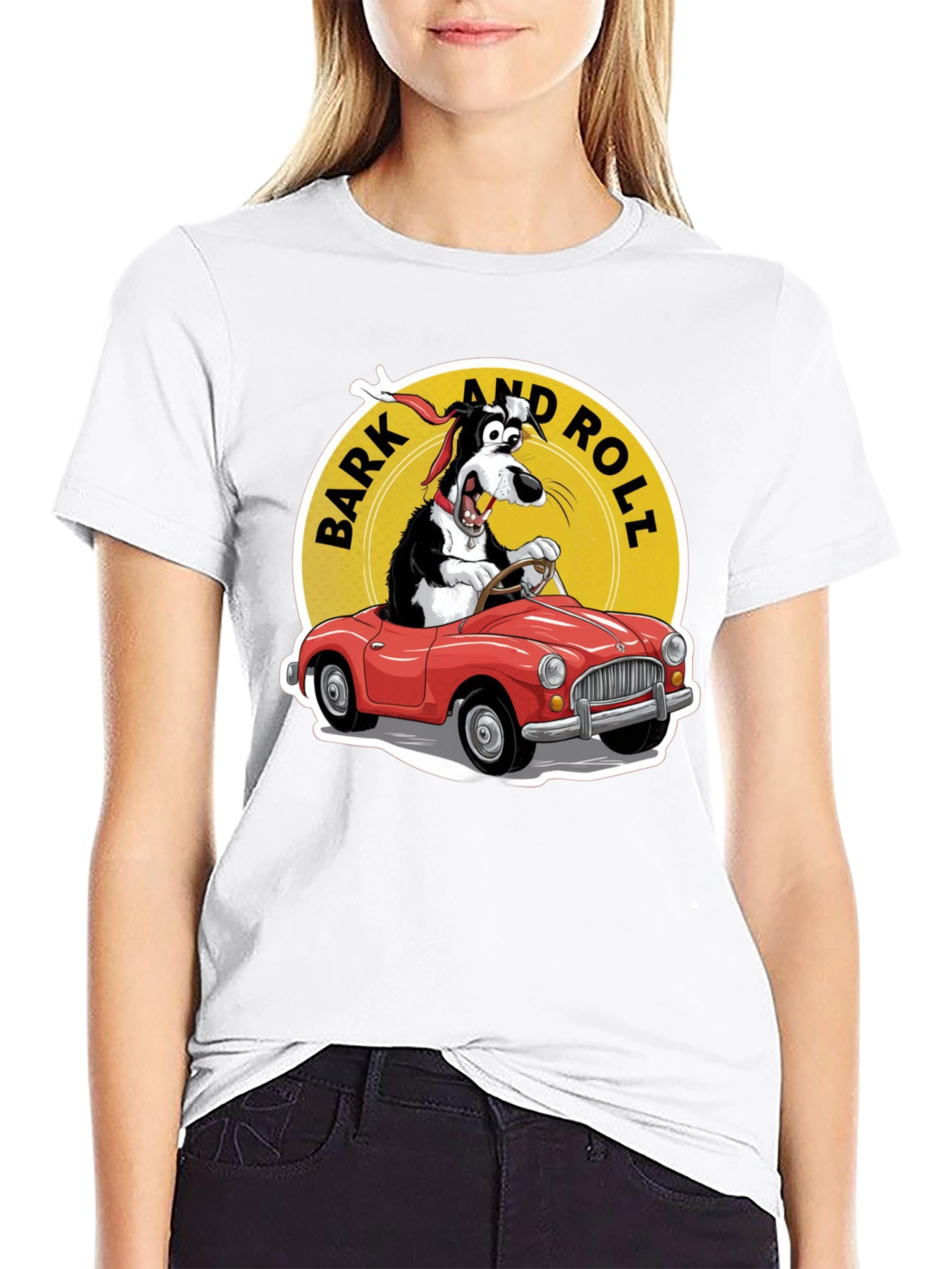 Bark and Roll T-Shirt - Dog Driving Car