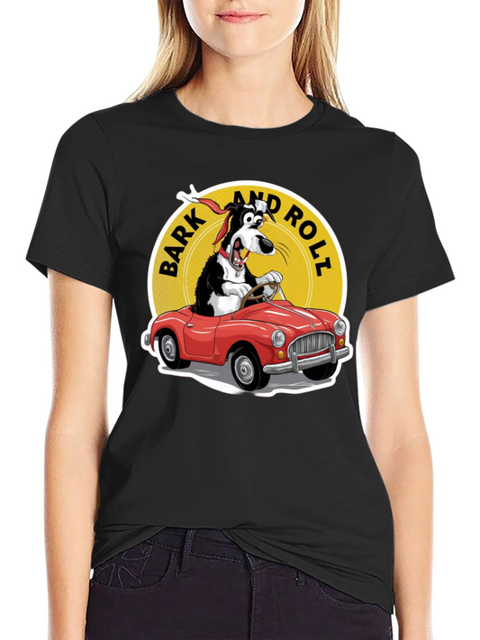 Bark and Roll T-Shirt - Dog Driving Car