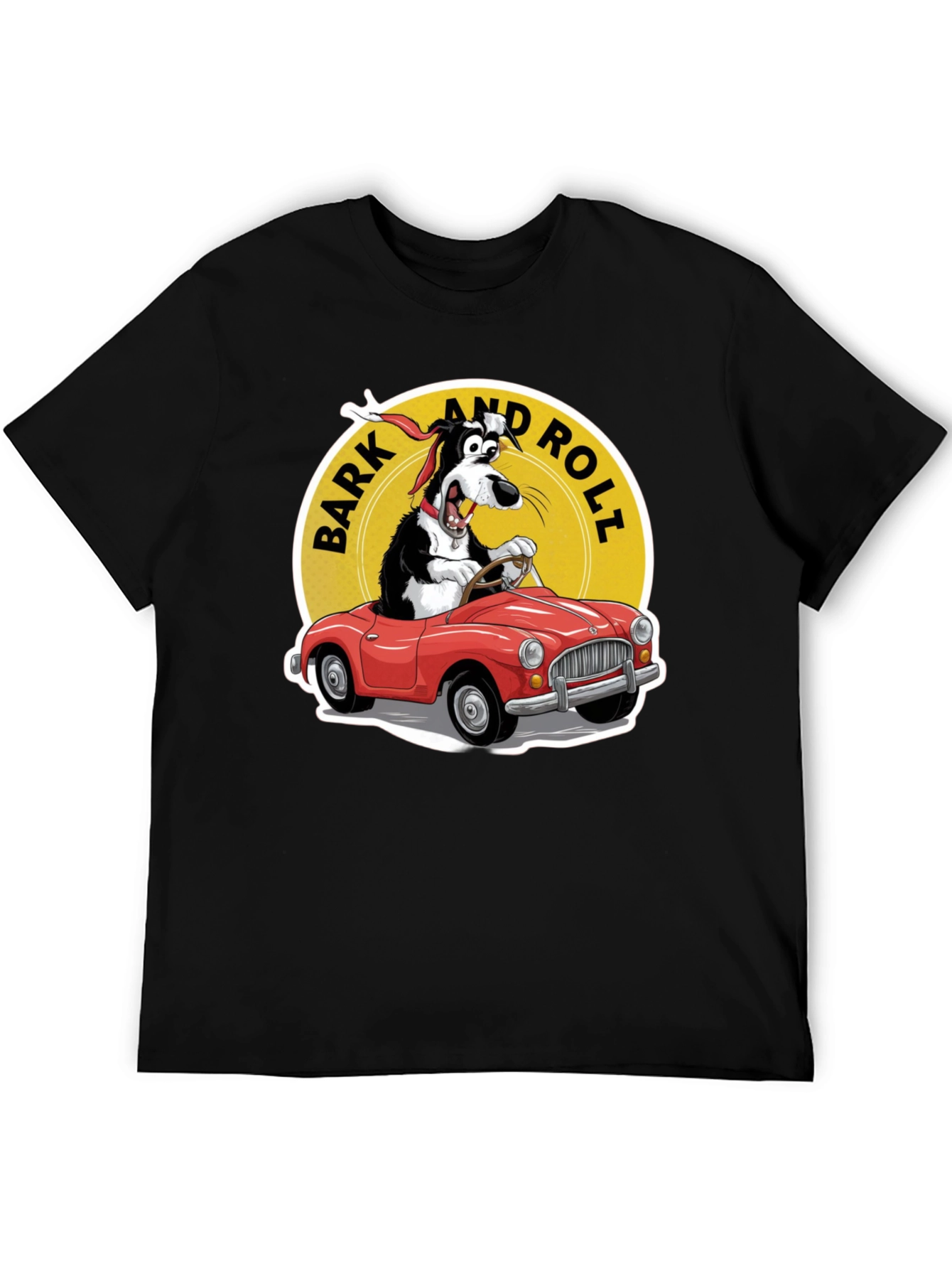 Bark and Roll T-Shirt - Dog Driving Car
