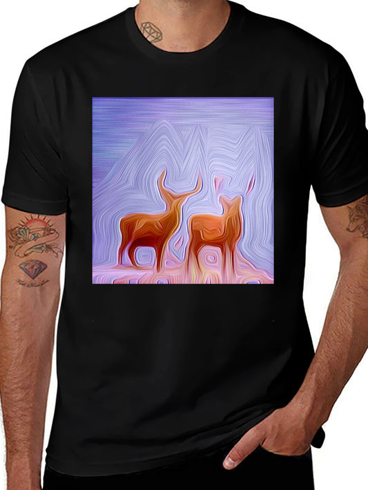 Abstract Deer Graphic Tee - Stylish Artistic Design