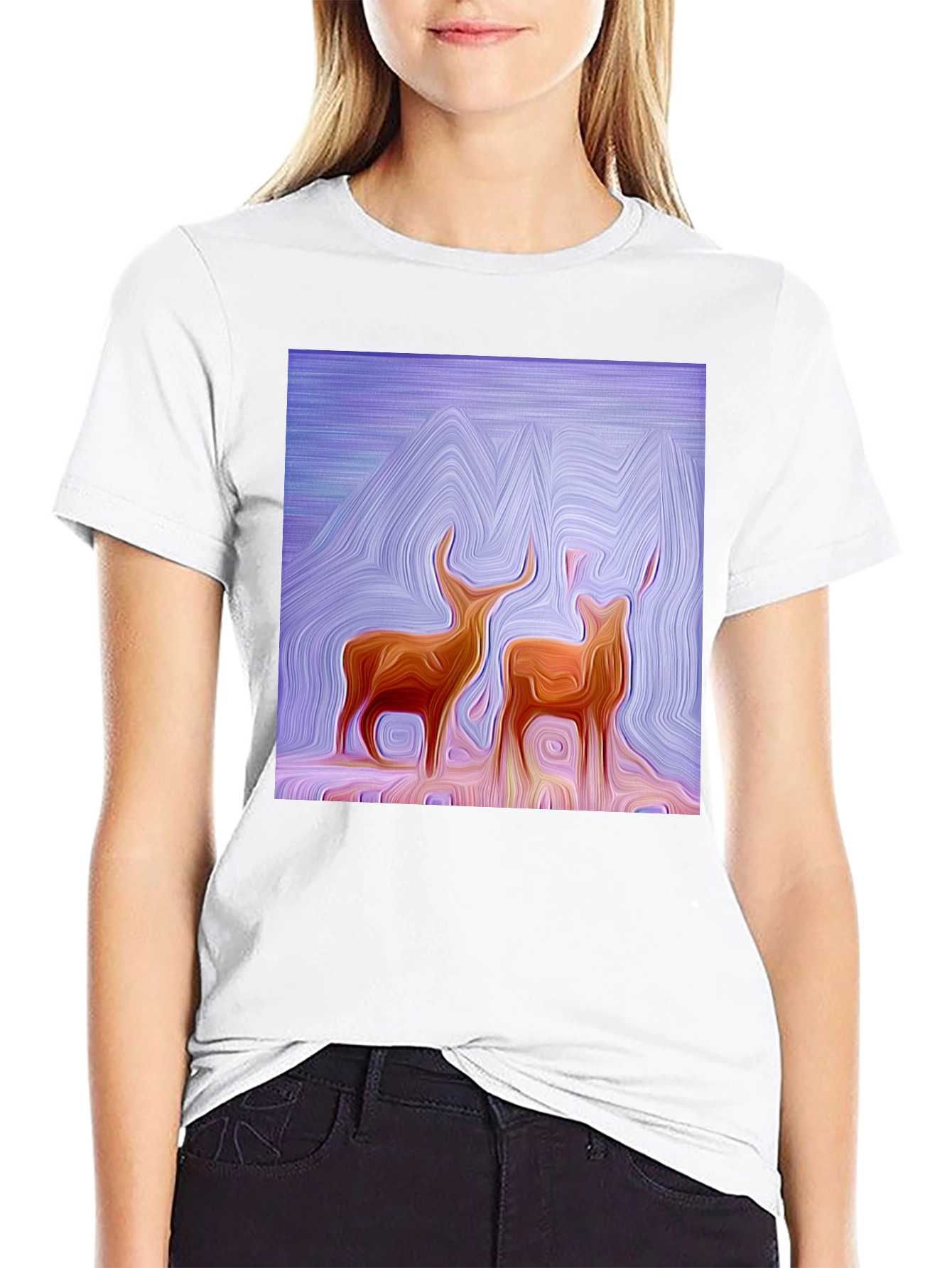 Abstract Deer Graphic Tee - Stylish Artistic Design