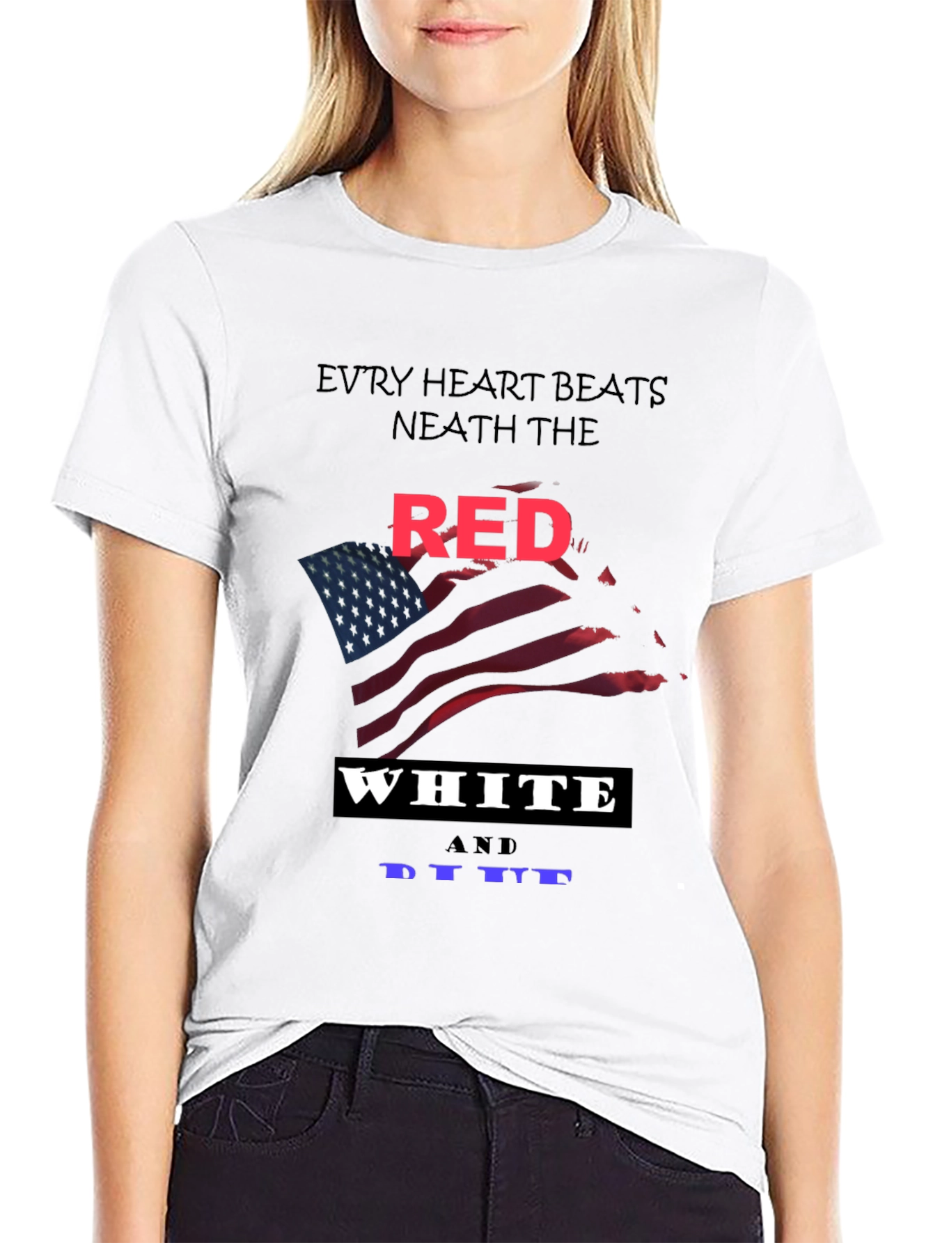 Patriotic Red White and Blue Flag Graphic T-Shirt