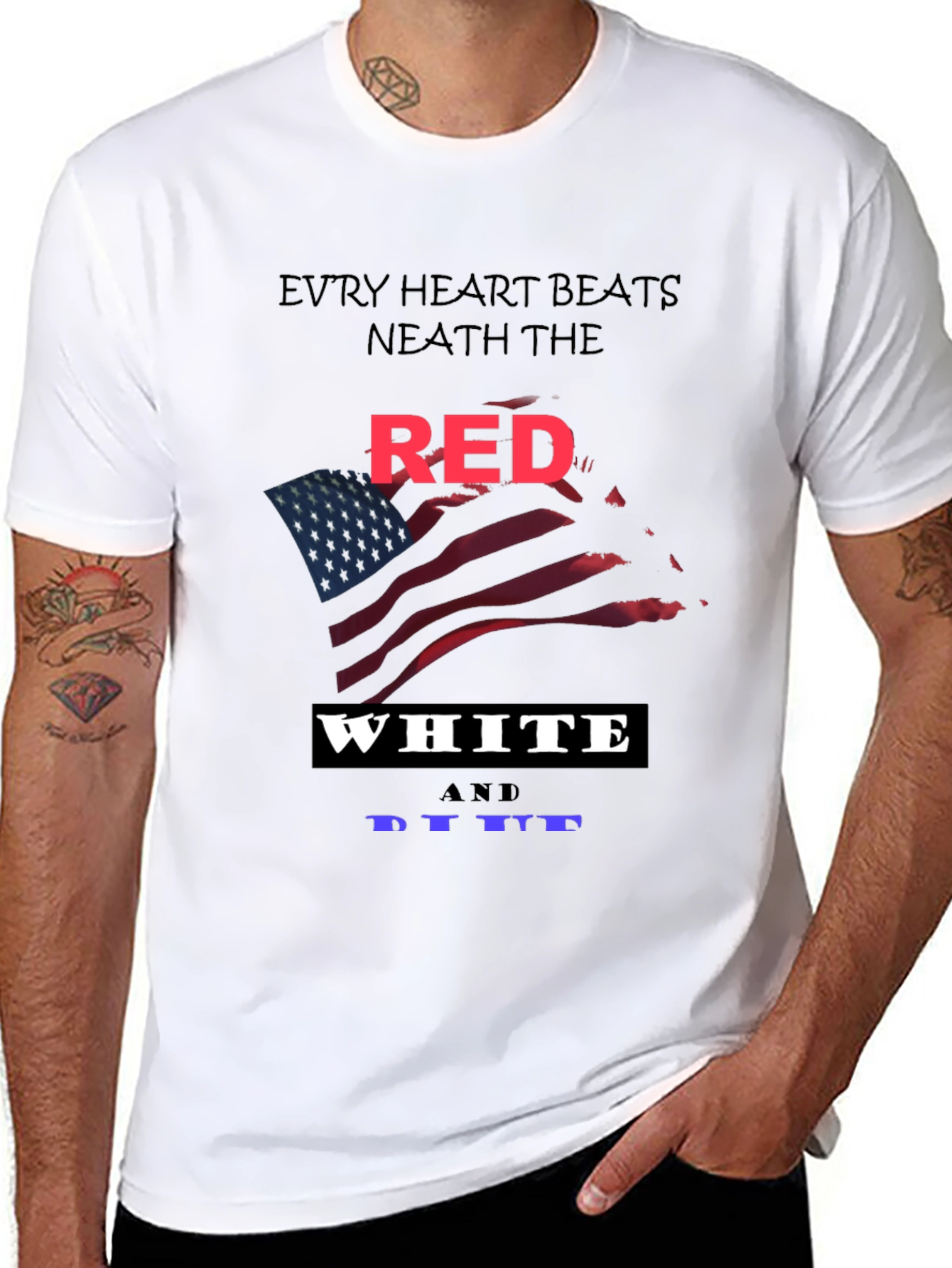 Patriotic Red White and Blue Flag Graphic T-Shirt
