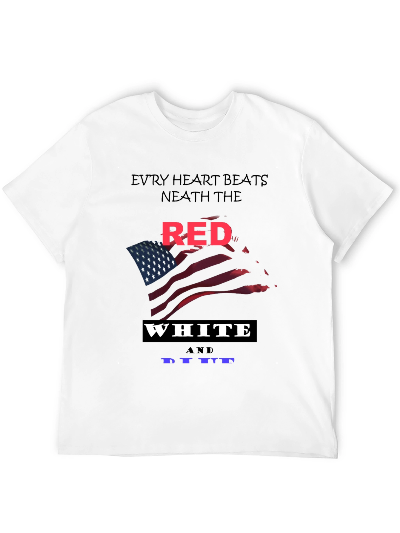 Patriotic Red White and Blue Flag Graphic T-Shirt