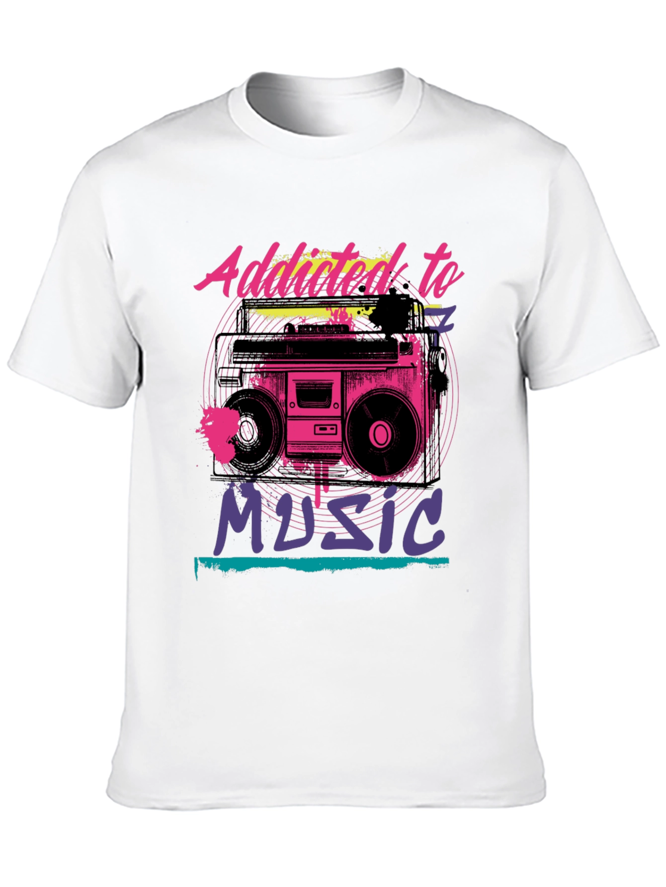 Addicted to Music Retro Boombox Graphic Tee