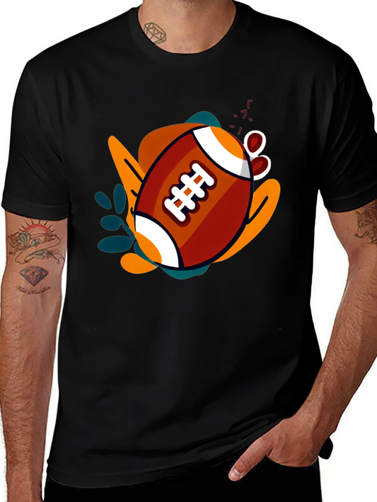 Graphic Football T-Shirt - Black Casual Tee