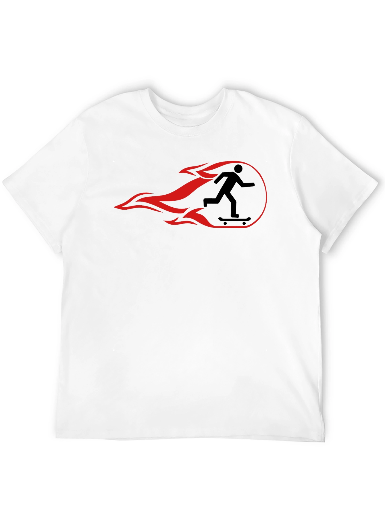 Skateboarder Flame Graphic Tee - Black Cotton