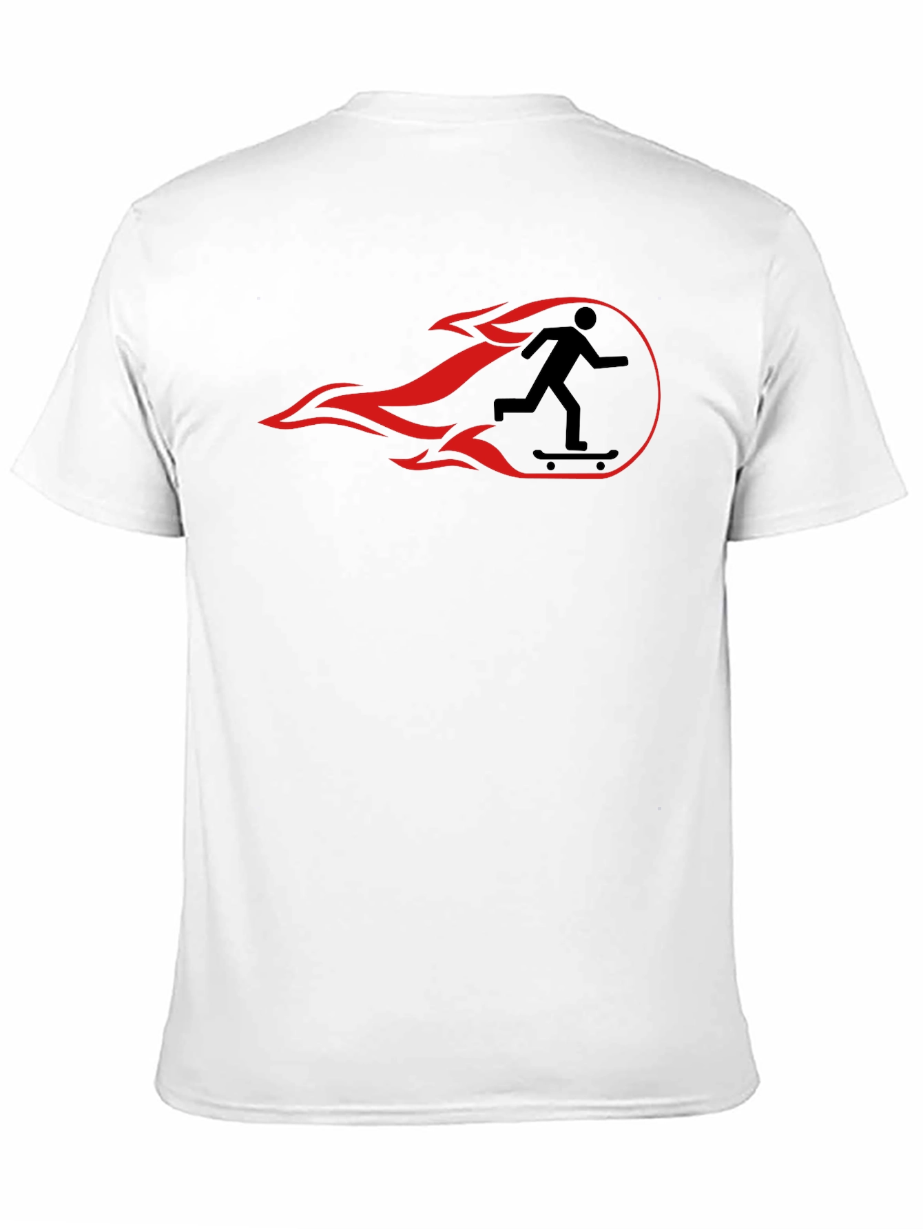 Skateboarder Flame Graphic Tee - Black Cotton