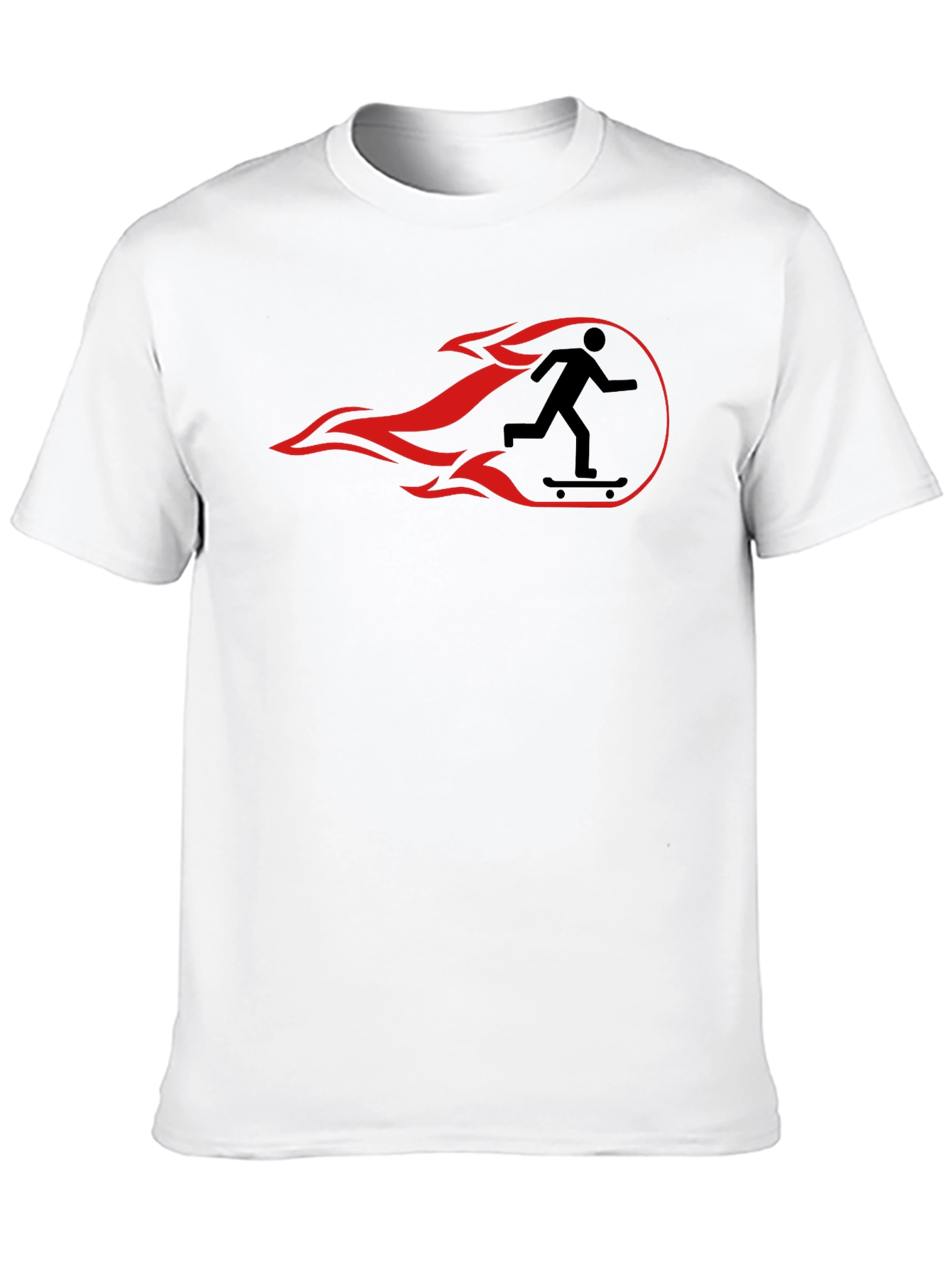Skateboarder Flame Graphic Tee - Black Cotton