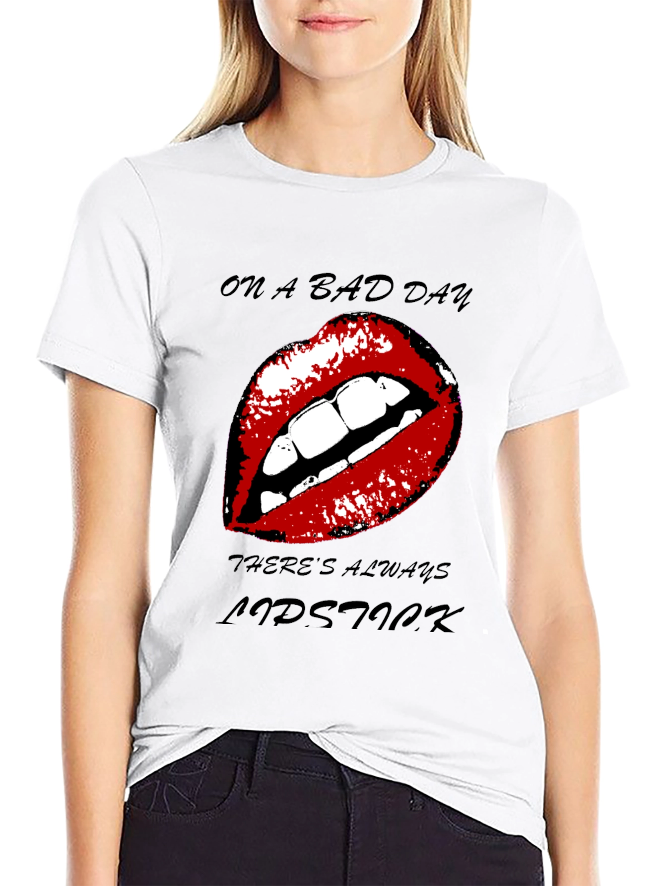 Lipstick Graphic Tee - On A Bad Day T-Shirt