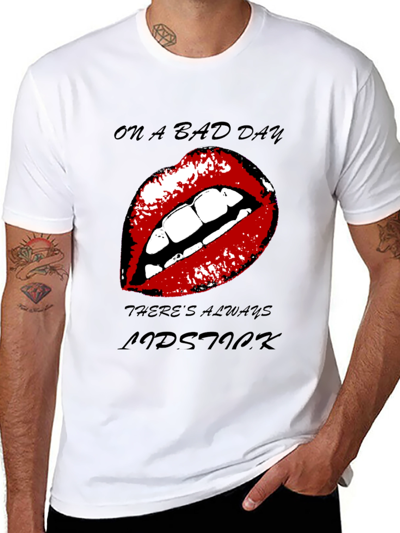 Lipstick Graphic Tee - On A Bad Day T-Shirt