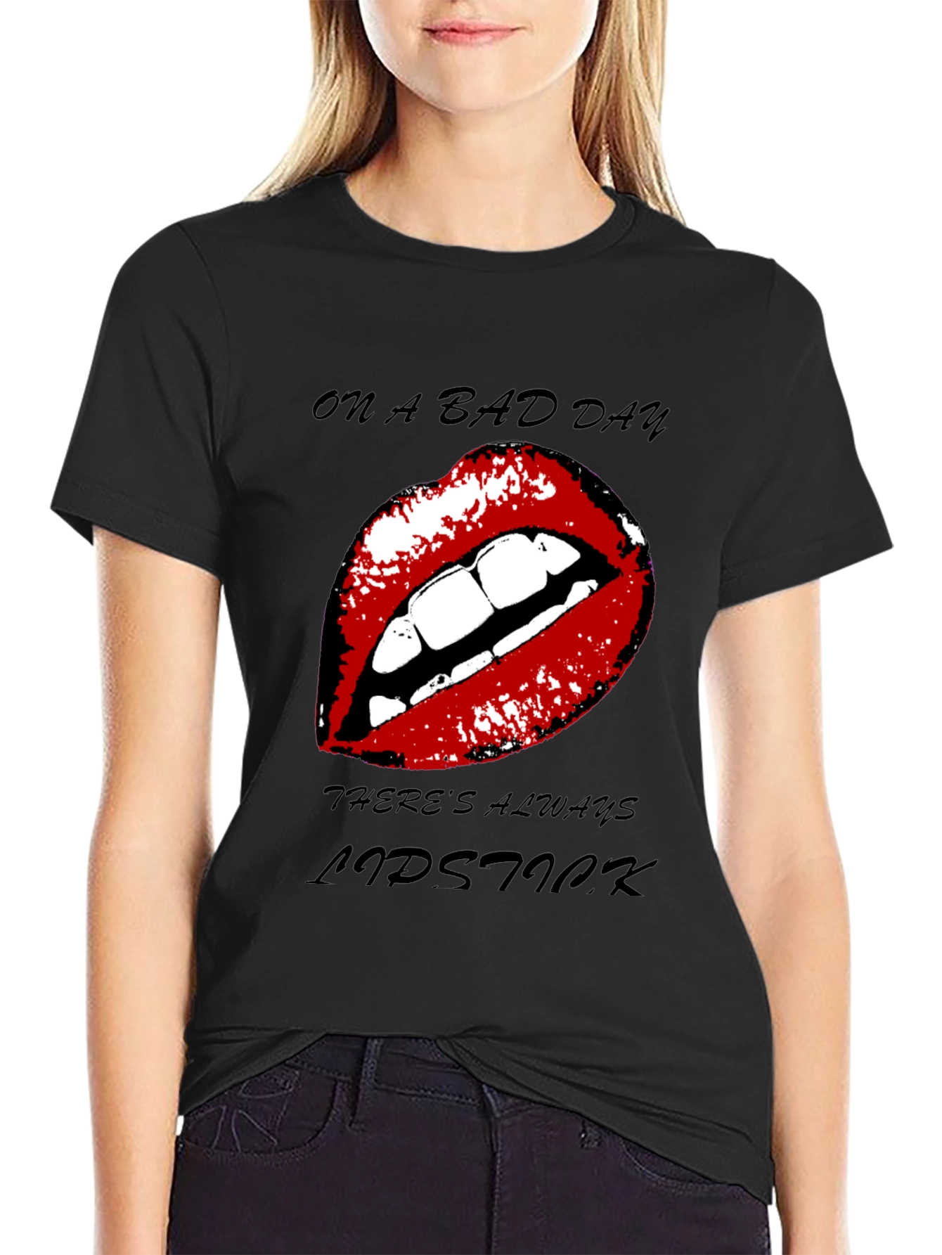 Lipstick Graphic Tee - On A Bad Day T-Shirt