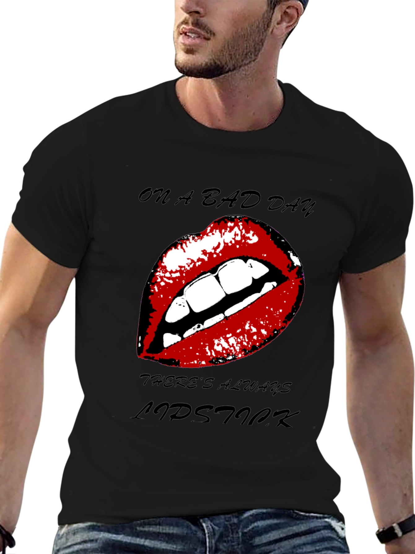 Lipstick Graphic Tee - On A Bad Day T-Shirt