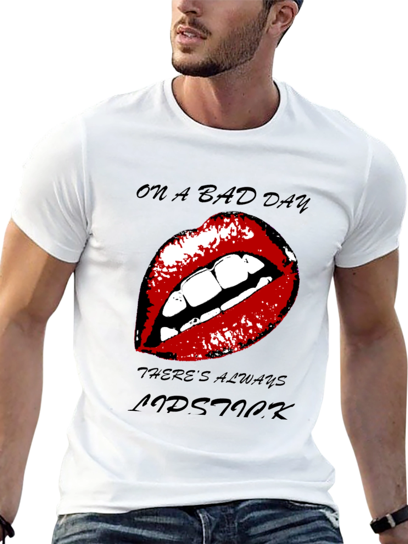 Lipstick Graphic Tee - On A Bad Day T-Shirt