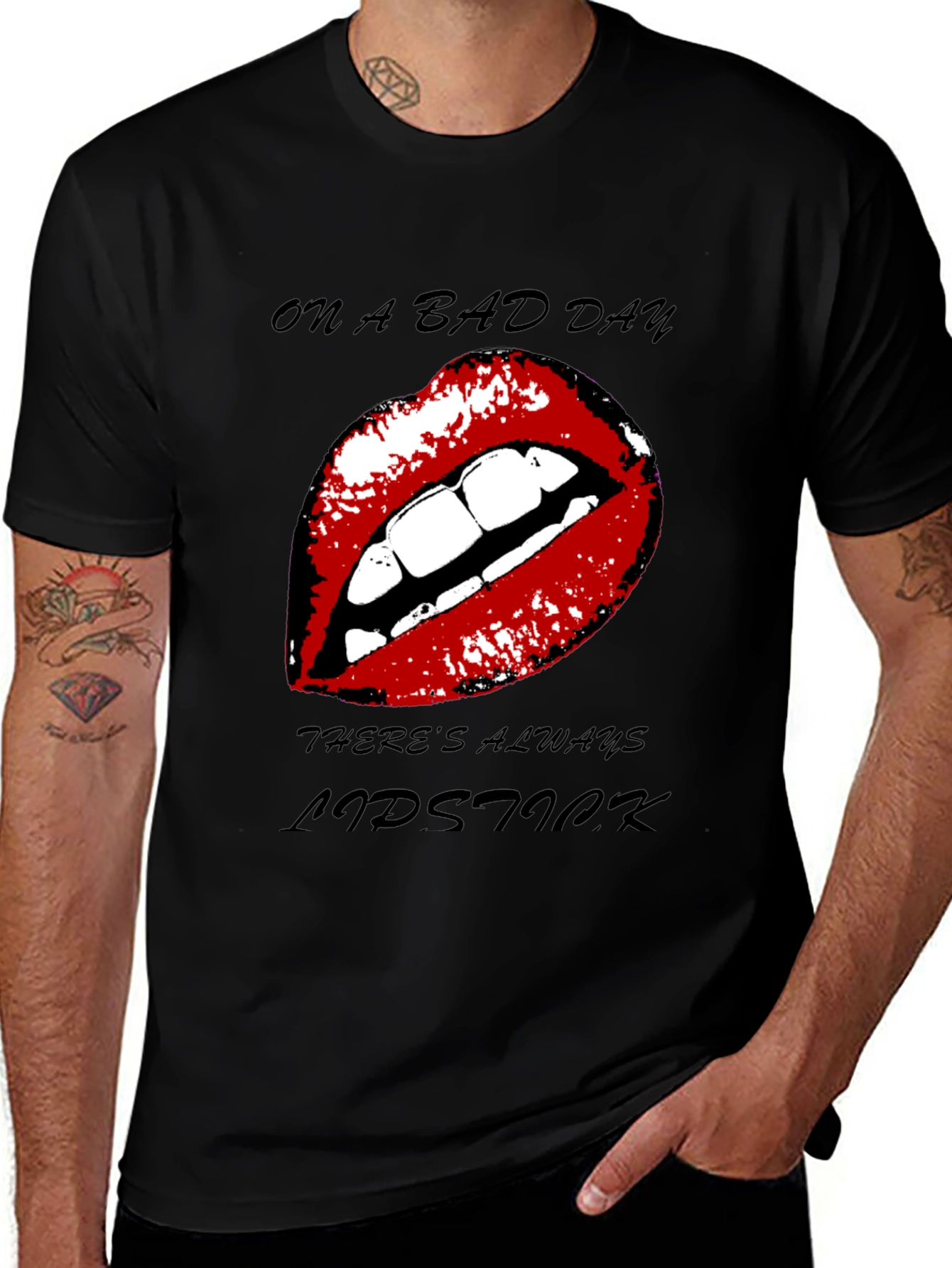 Lipstick Graphic Tee - On A Bad Day T-Shirt