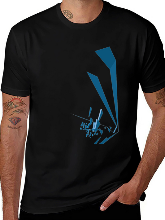 Abstract Geometric Graphic Print Black Tee