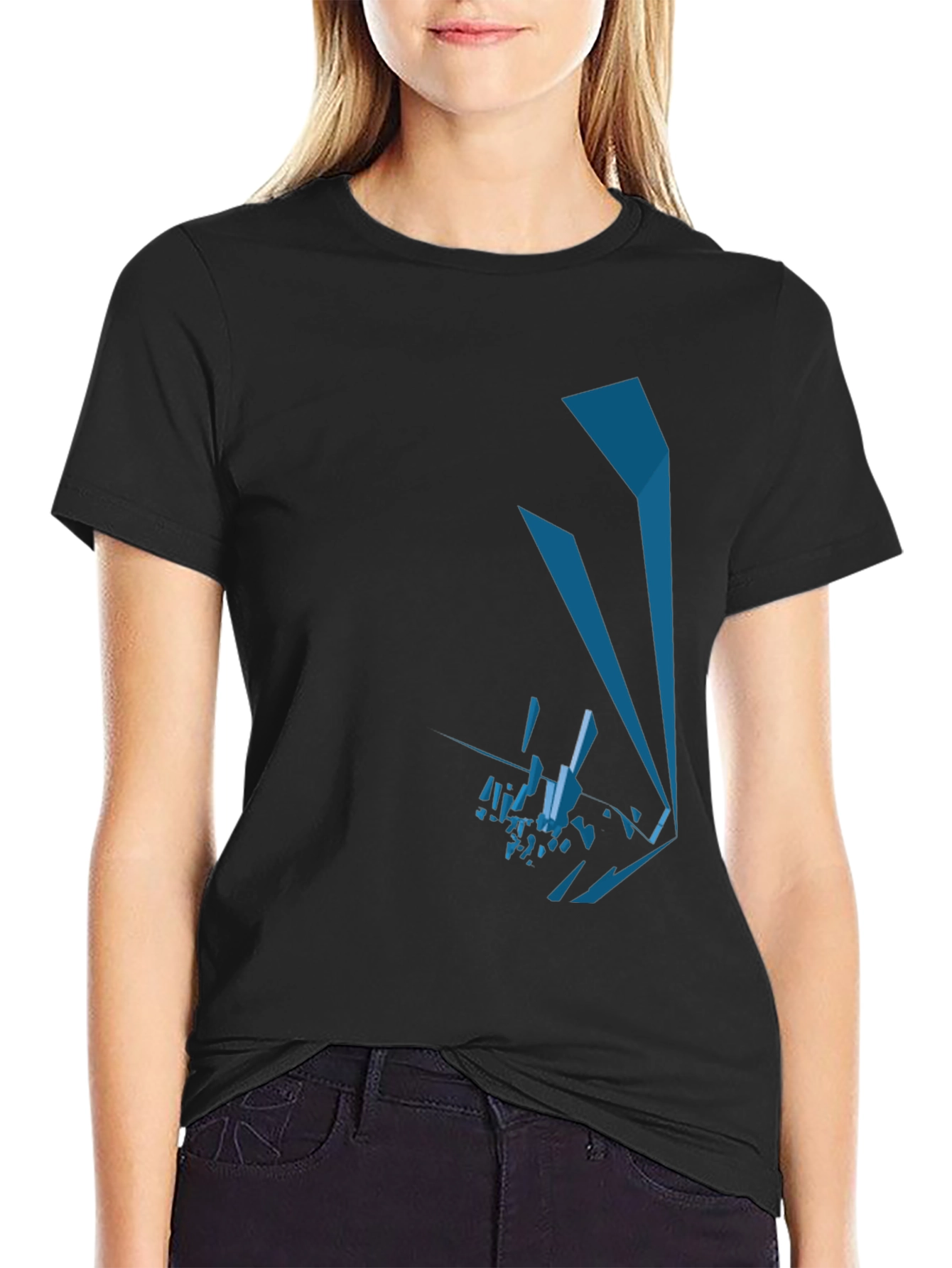 Abstract Geometric Graphic Print Black Tee