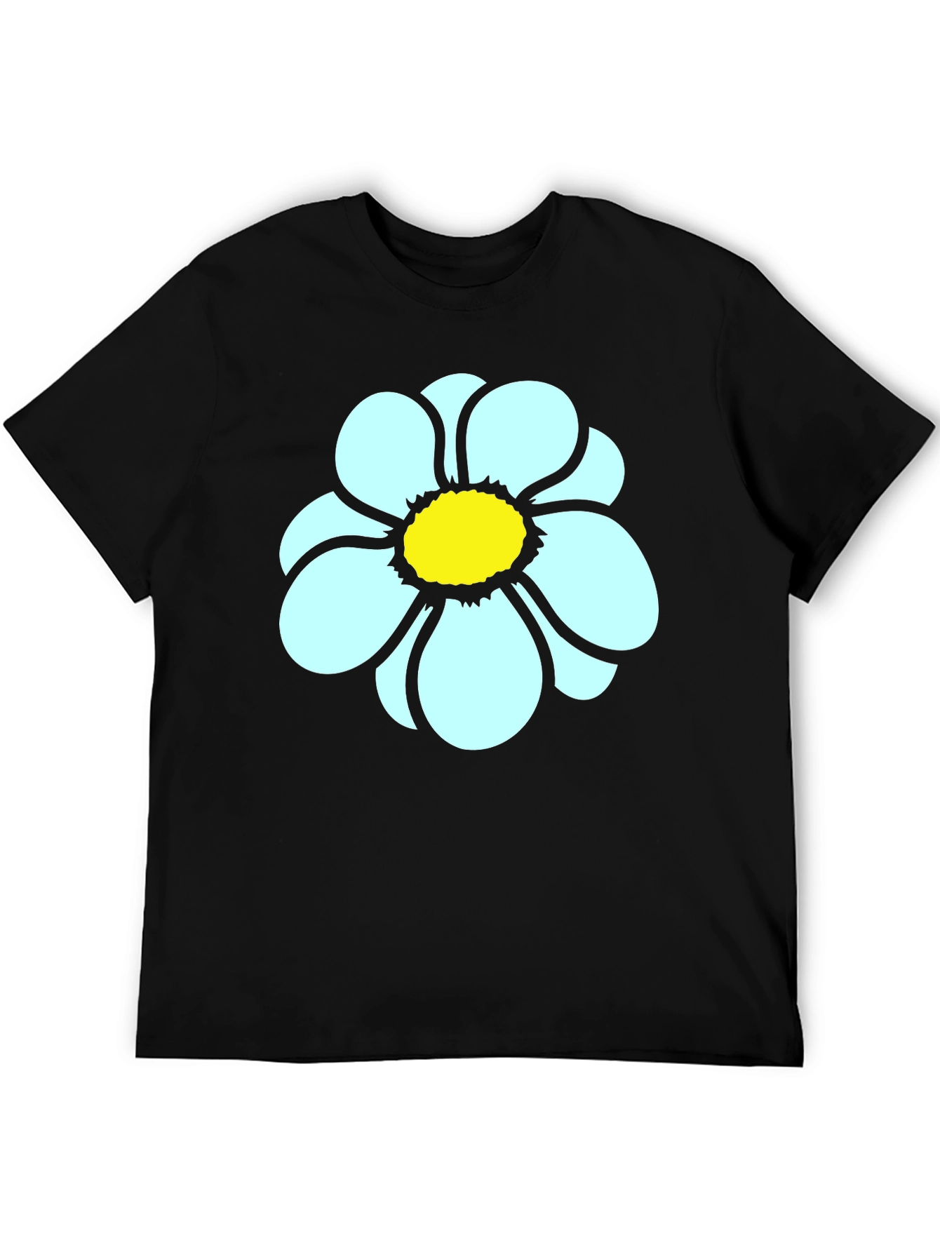 Daisy Flower Graphic Tee - Casual Black T-Shirt