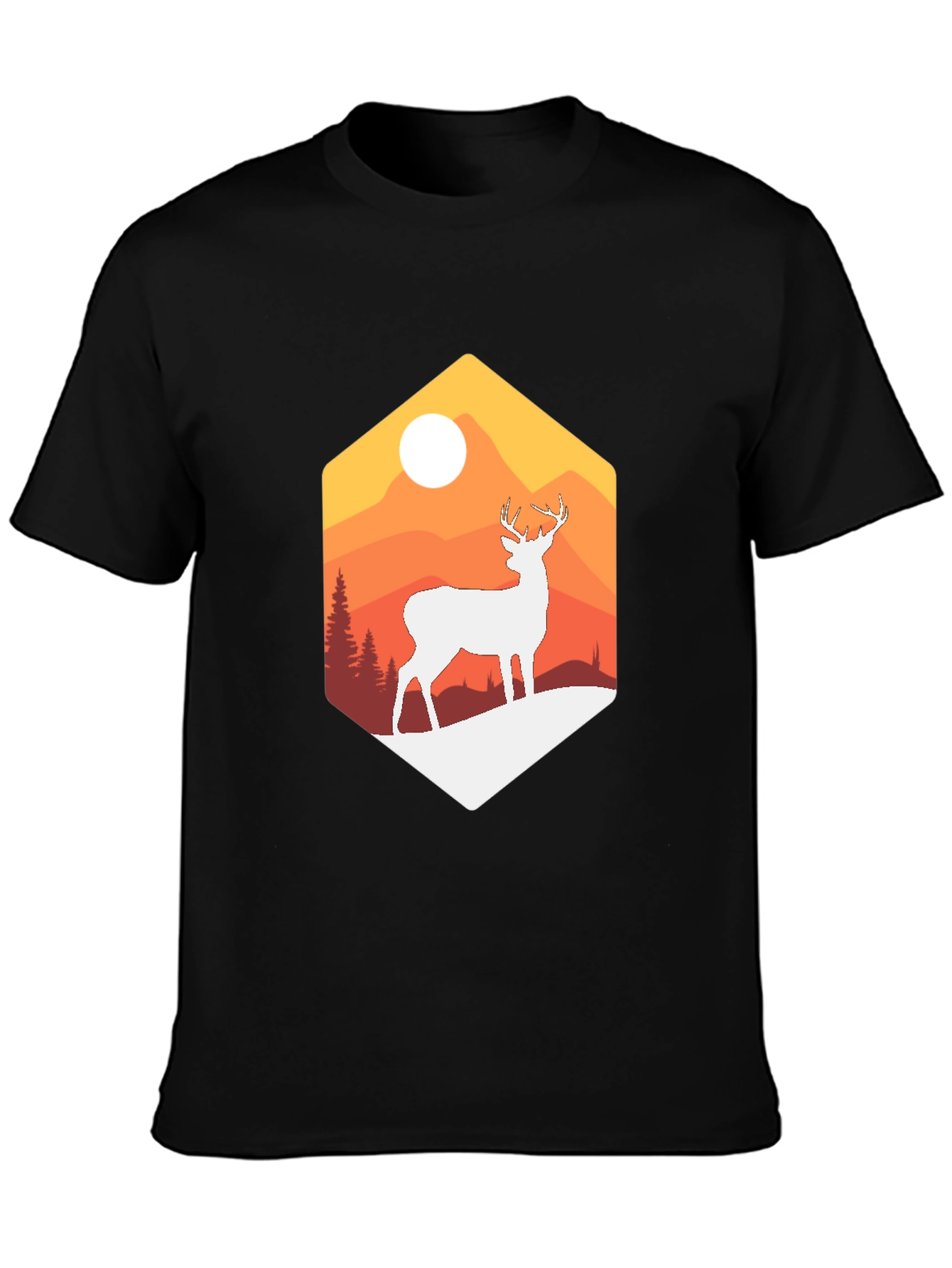 Mountain Deer Graphic Tee - Nature Inspired Design