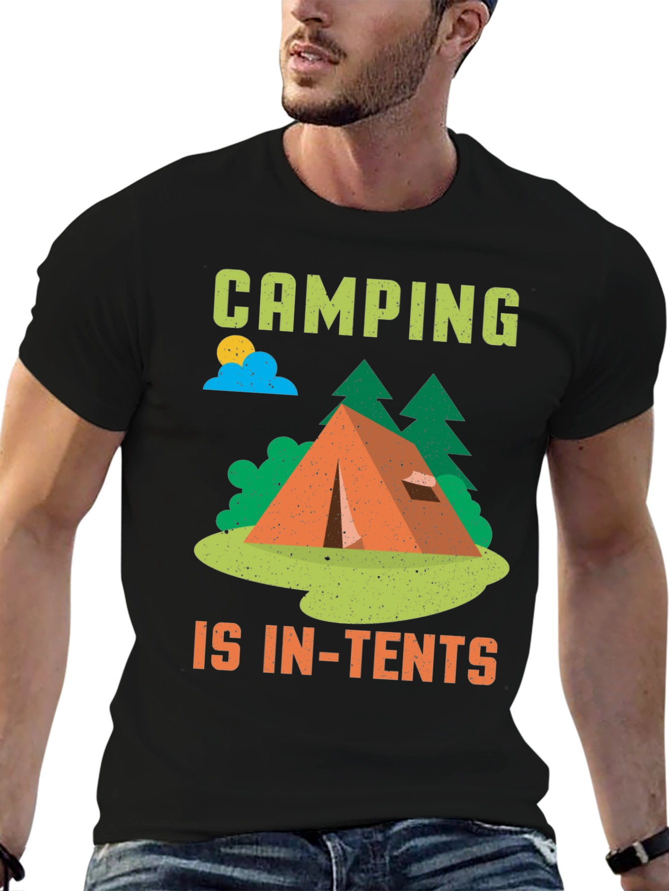 Camping is In-Tents Black T-Shirt