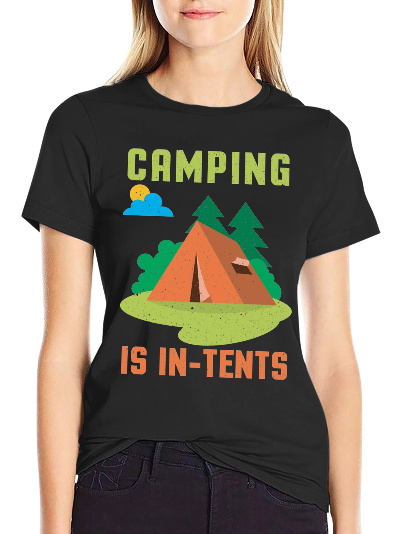 Camping is In-Tents Black T-Shirt