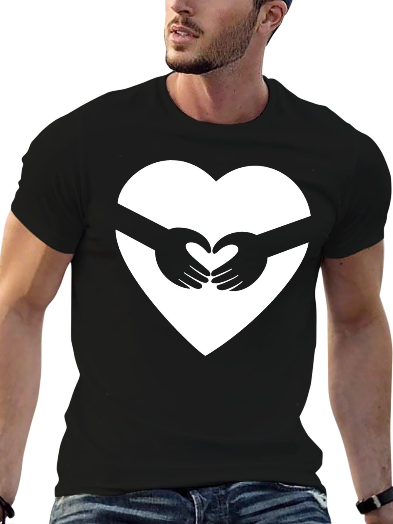 Heart Hands Graphic Tee - Black Unisex Shirt