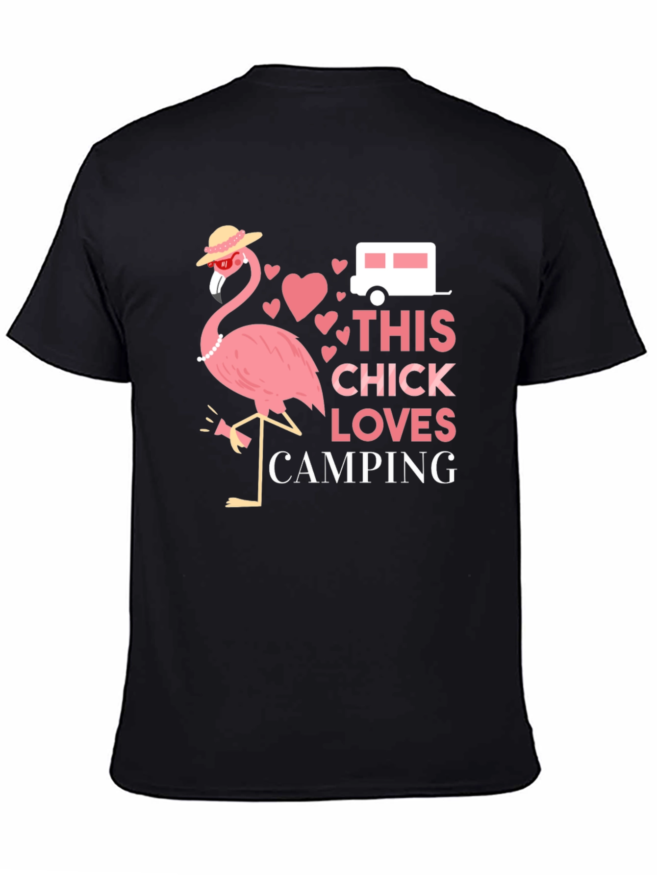 Funny Camping Flamingo Graphic Tee
