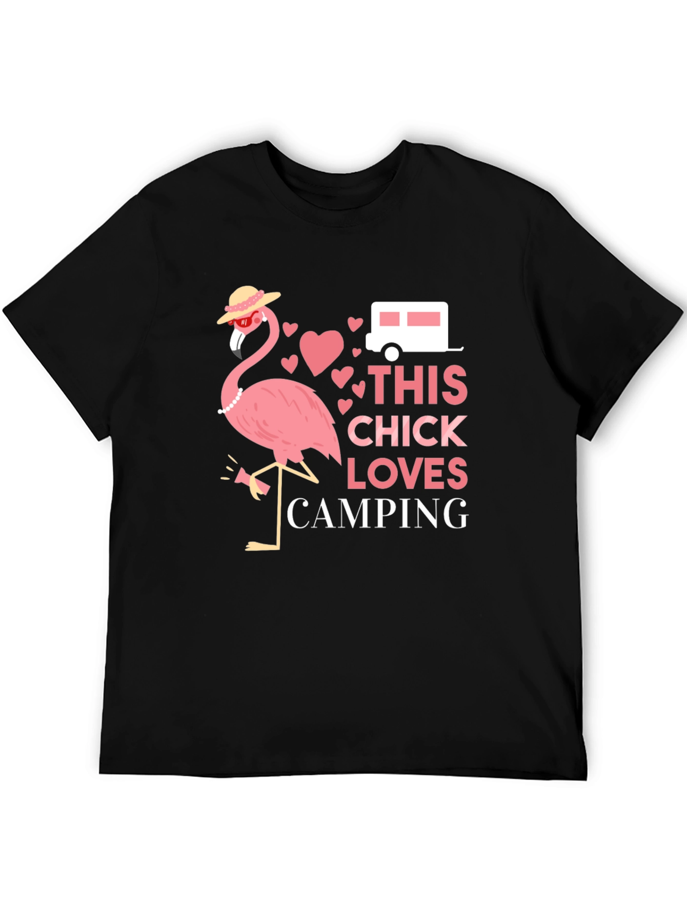 Funny Camping Flamingo Graphic Tee