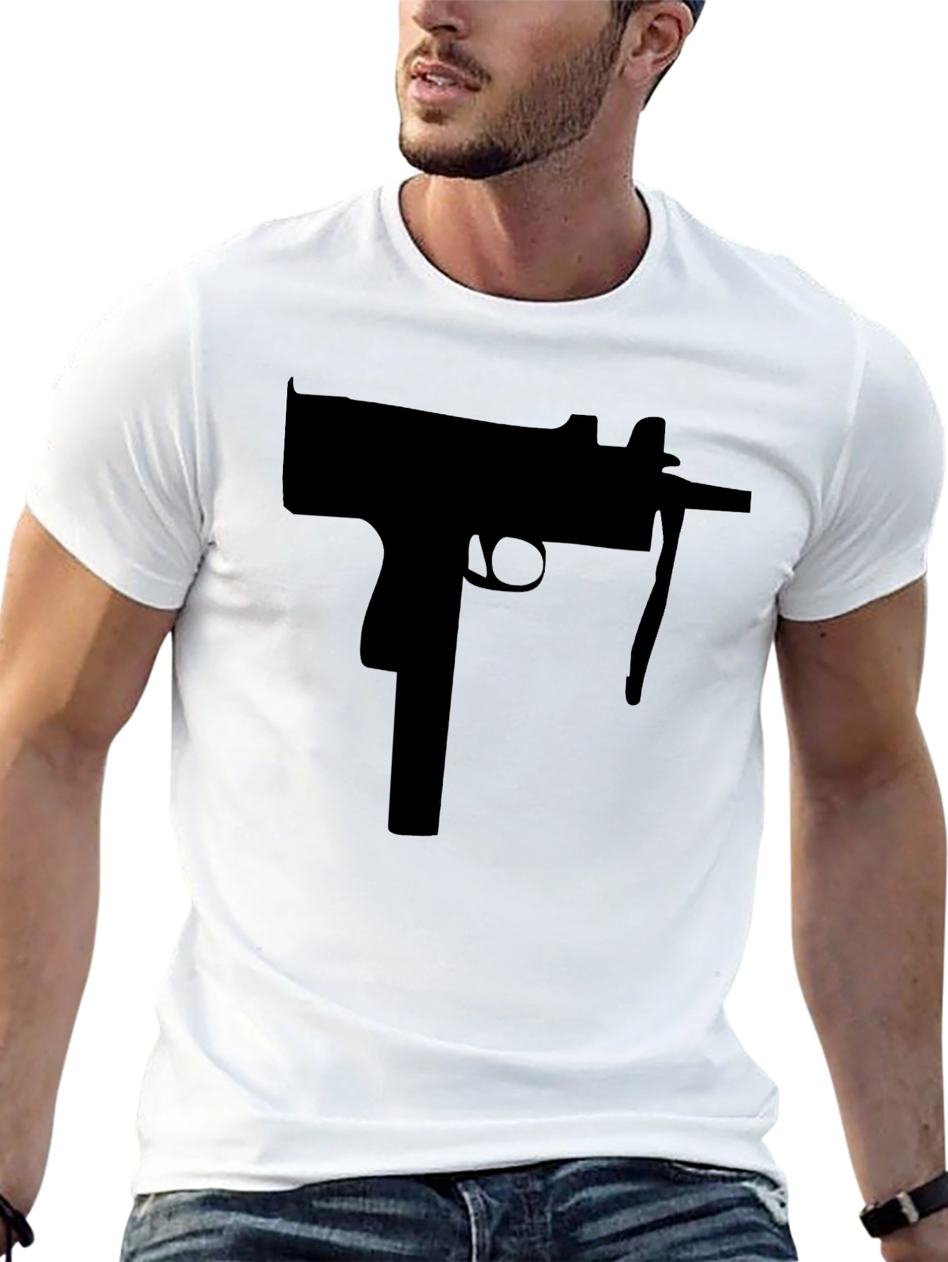 Black T-Shirt with Gun Design