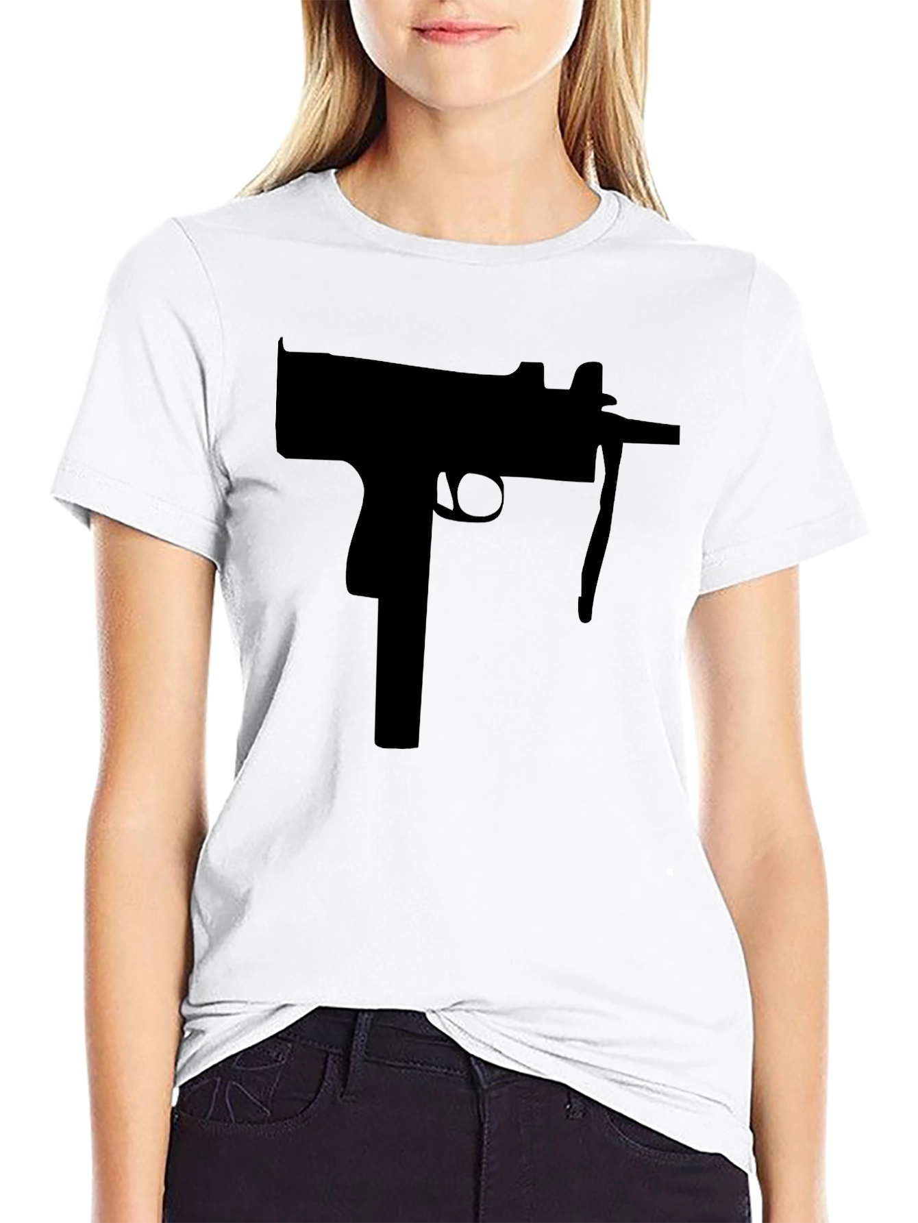 Black T-Shirt with Gun Design
