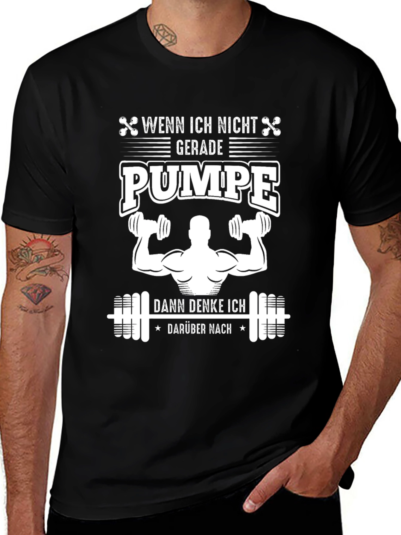 Funny German Gym T-Shirt - Wenn Ich Nicht Pumpe