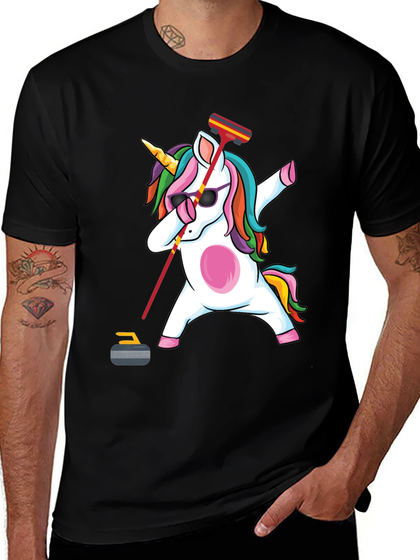 Curling Unicorn Dab T-Shirt