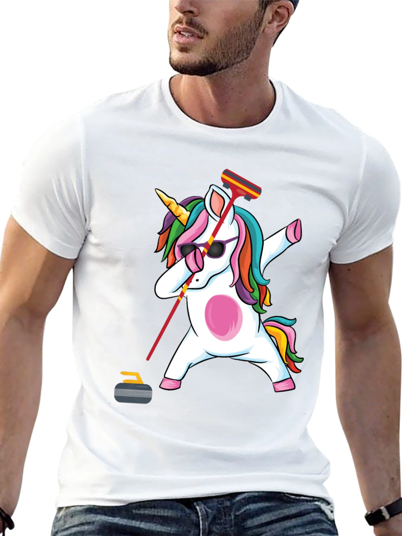 Curling Unicorn Dab T-Shirt