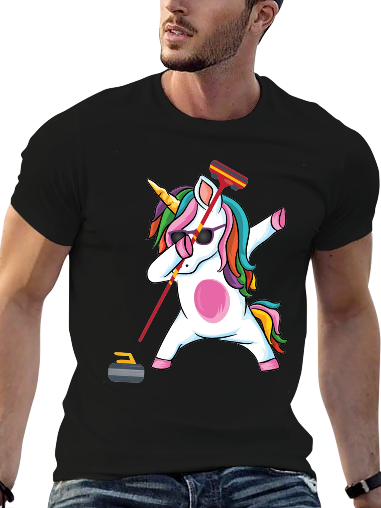 Curling Unicorn Dab T-Shirt