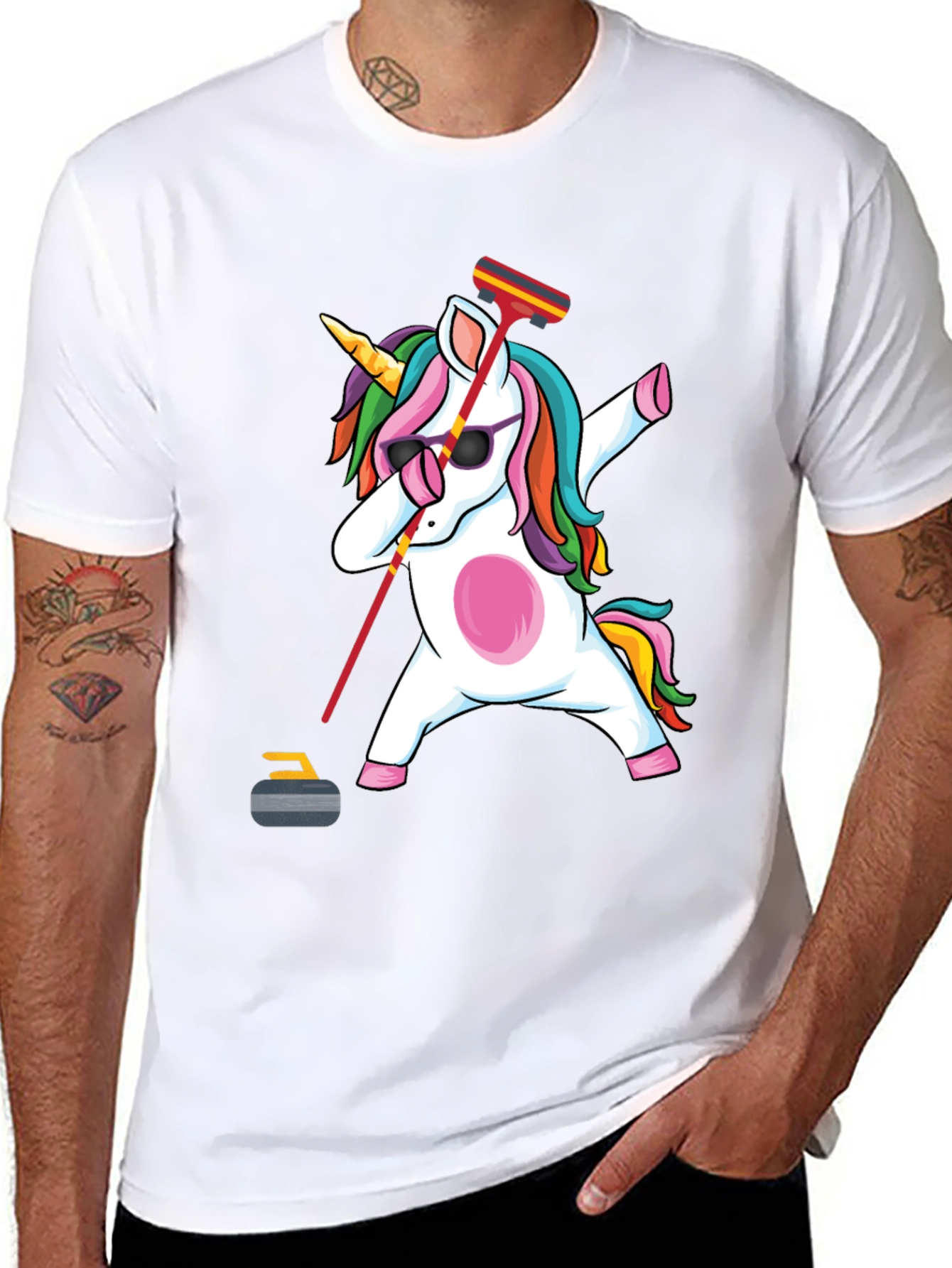 Curling Unicorn Dab T-Shirt
