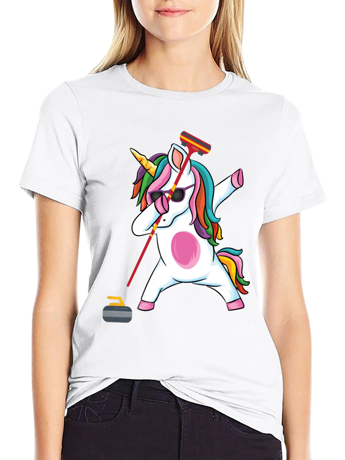 Curling Unicorn Dab T-Shirt
