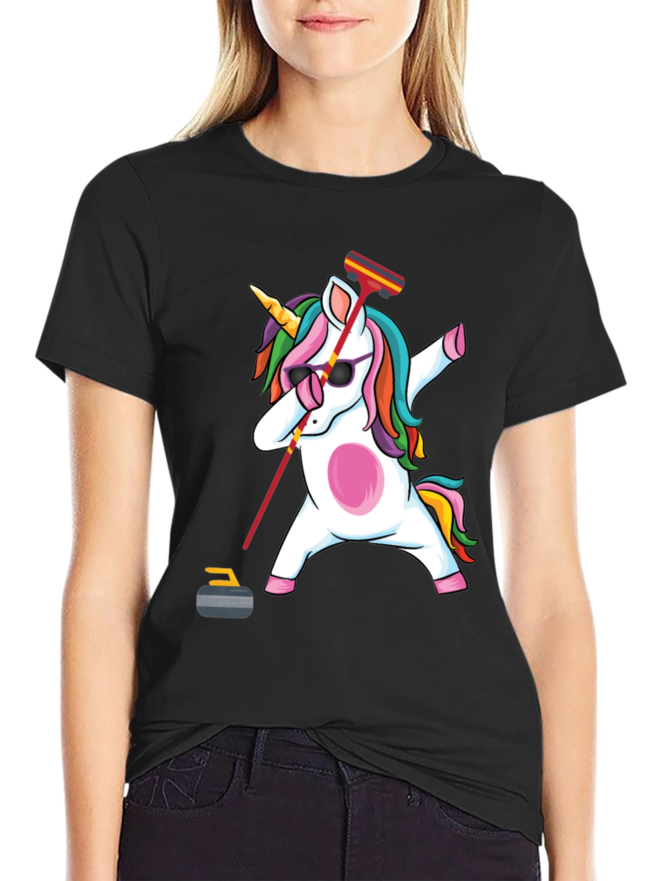 Curling Unicorn Dab T-Shirt