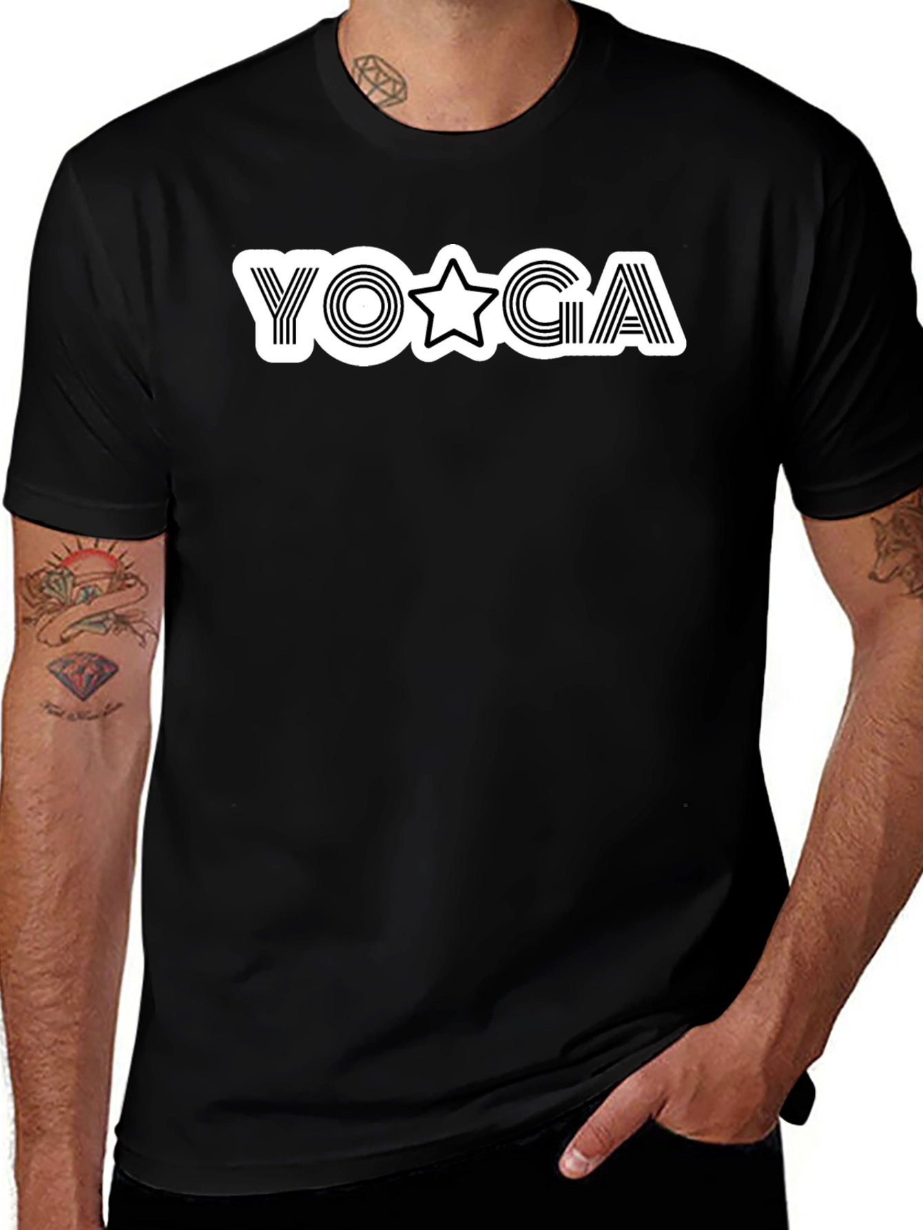 Yoga Star Graphic Black T-Shirt