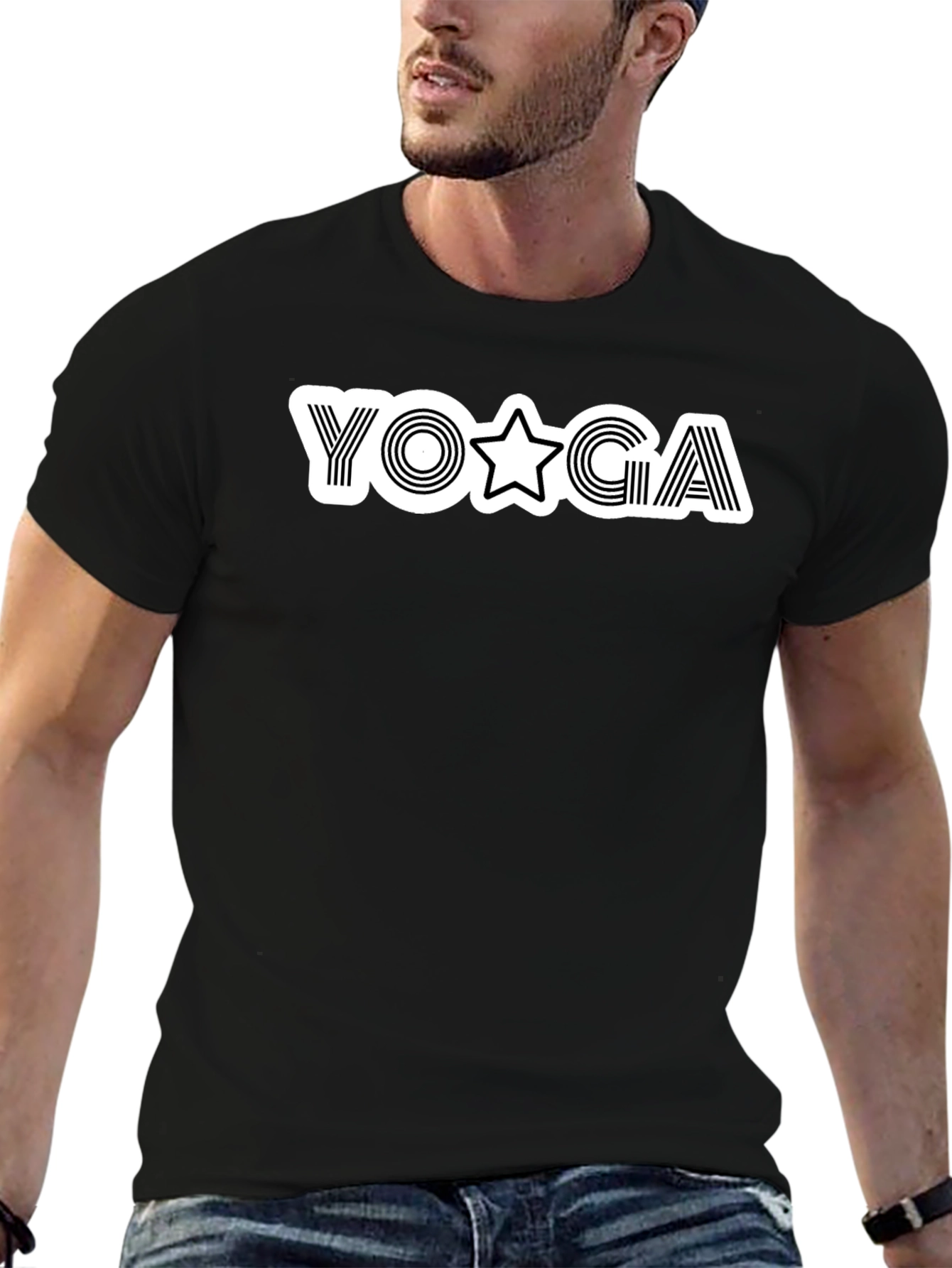 Yoga Star Graphic Black T-Shirt