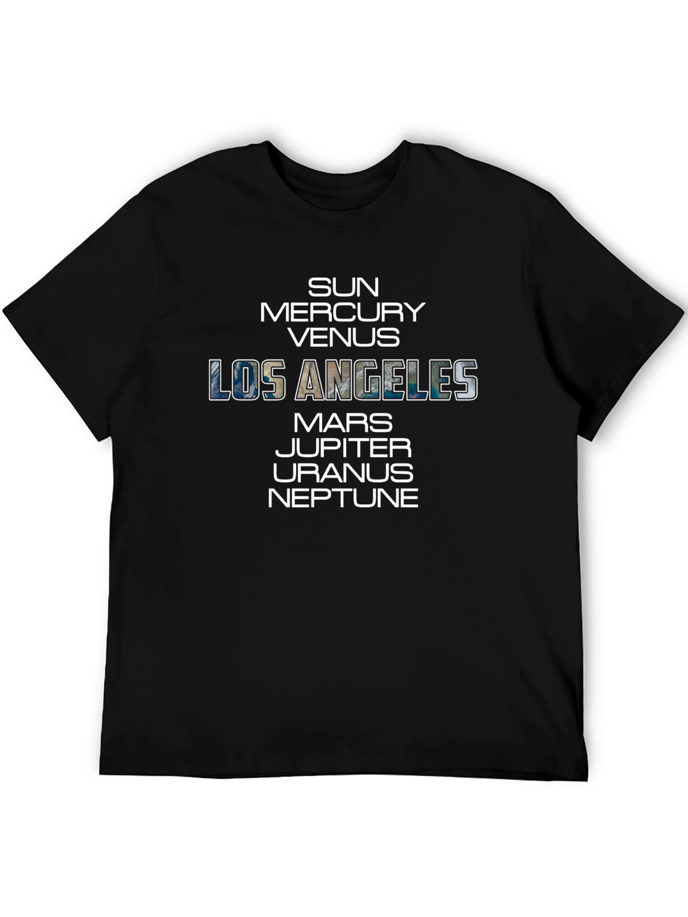 Planets & Los Angeles Graphic Black T-Shirt