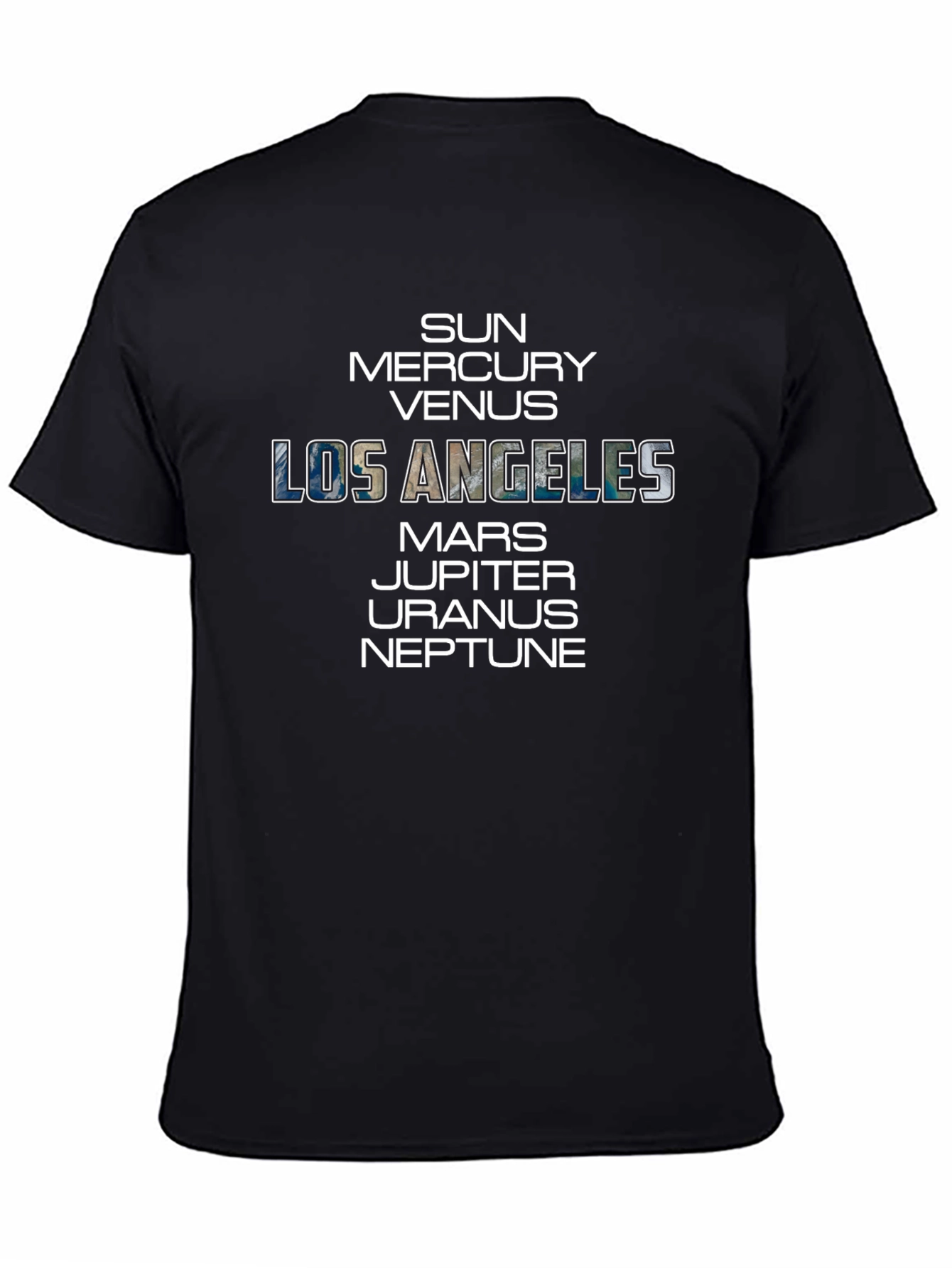 Planets & Los Angeles Graphic Black T-Shirt